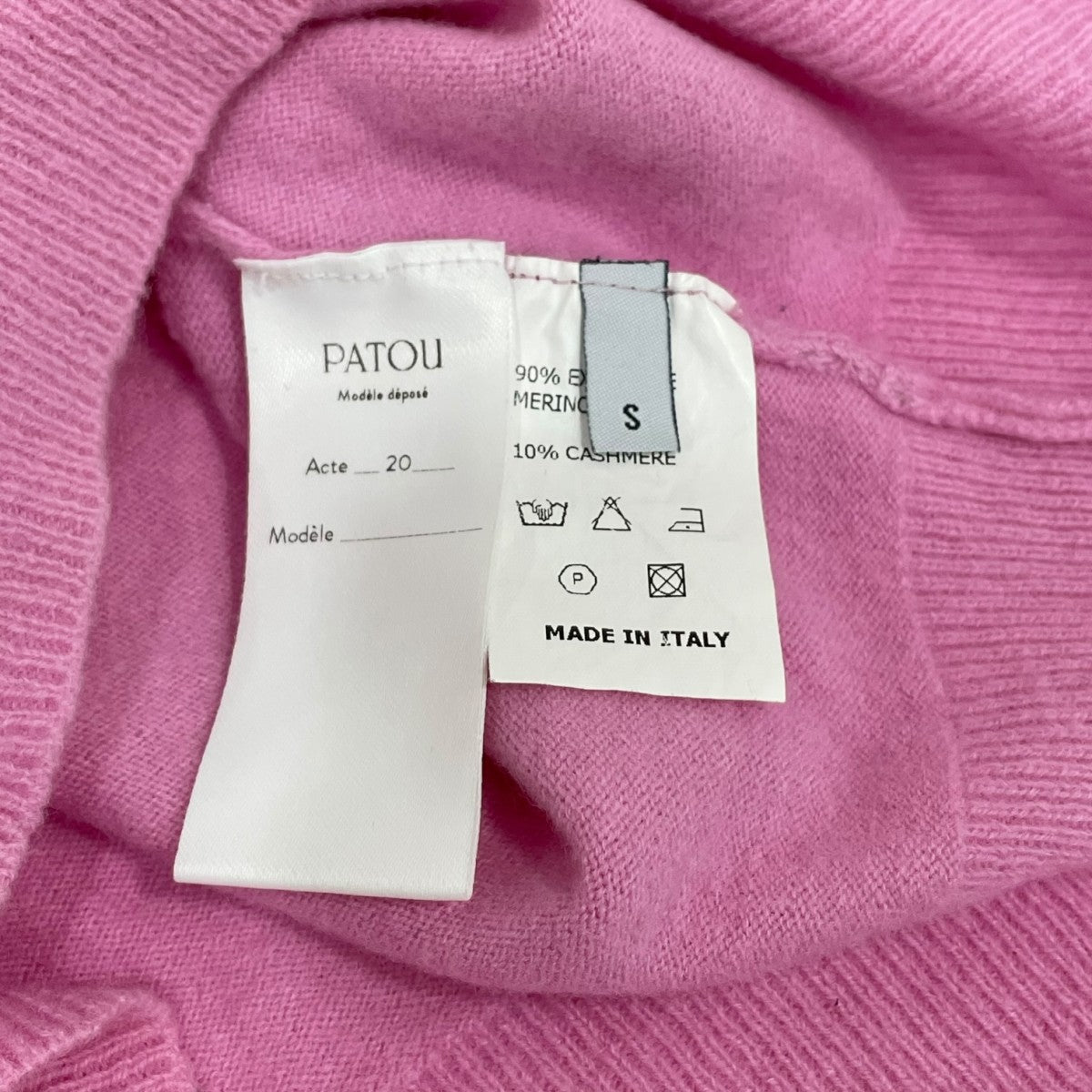 PATOU*ウール＆カシミアニットクロップドジャンパー ピンク PATOU ウール＆カシミアニットクロップドジャンパー ピンク