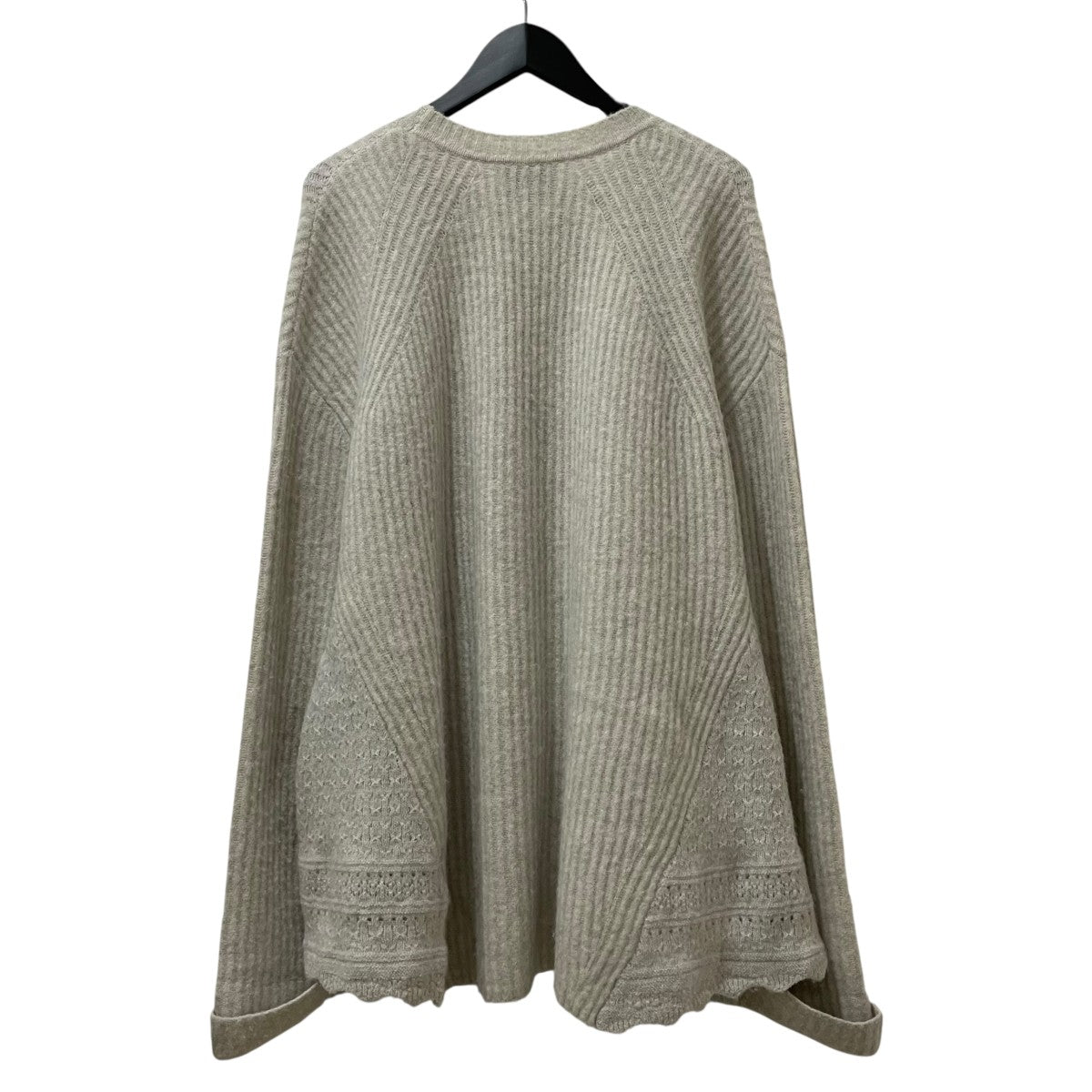 Lofty Brushed Ribbed Pointelle-knit Sweater InフレアニットセーターF211-7363lal