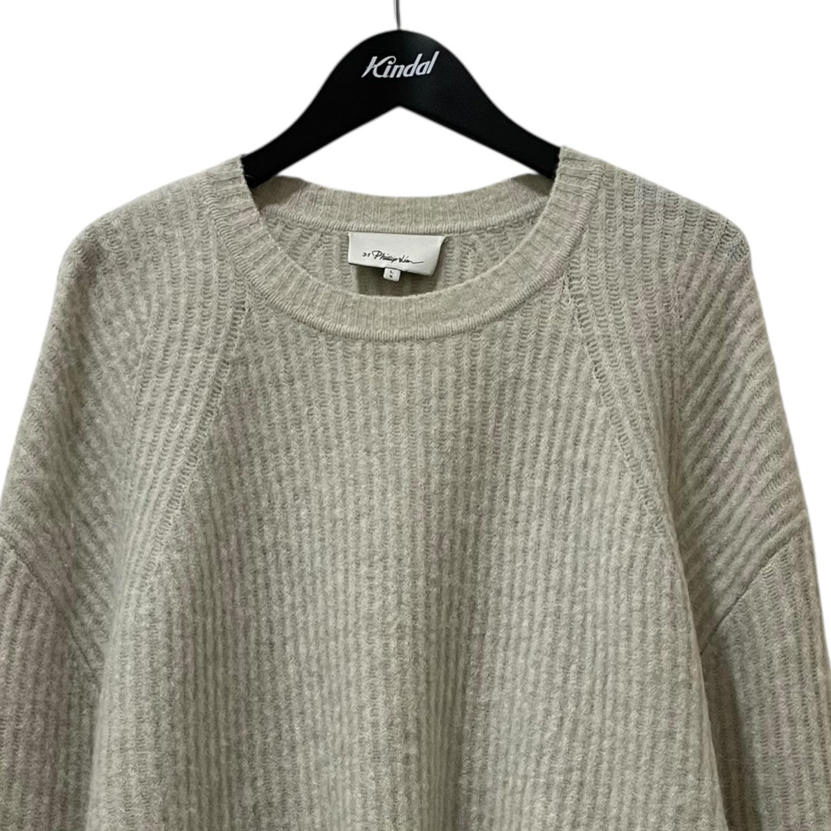 Lofty Brushed Ribbed Pointelle-knit Sweater InフレアニットセーターF211-7363lal