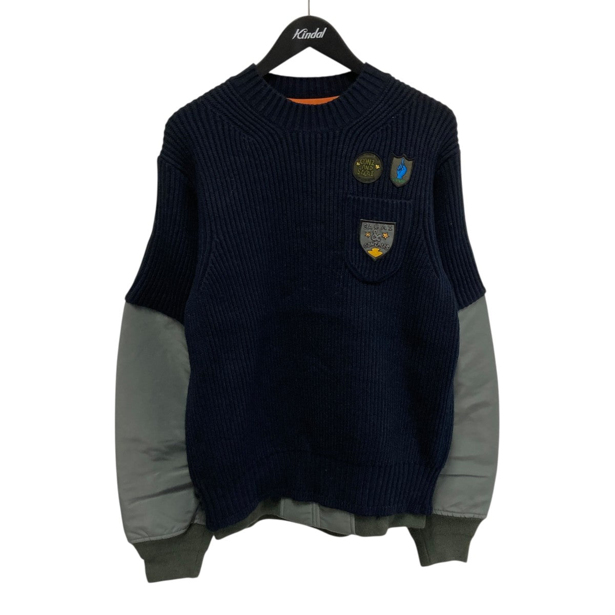 24AWMulti Patch Nylon Twill×Knit Sweaterニット24-03550M