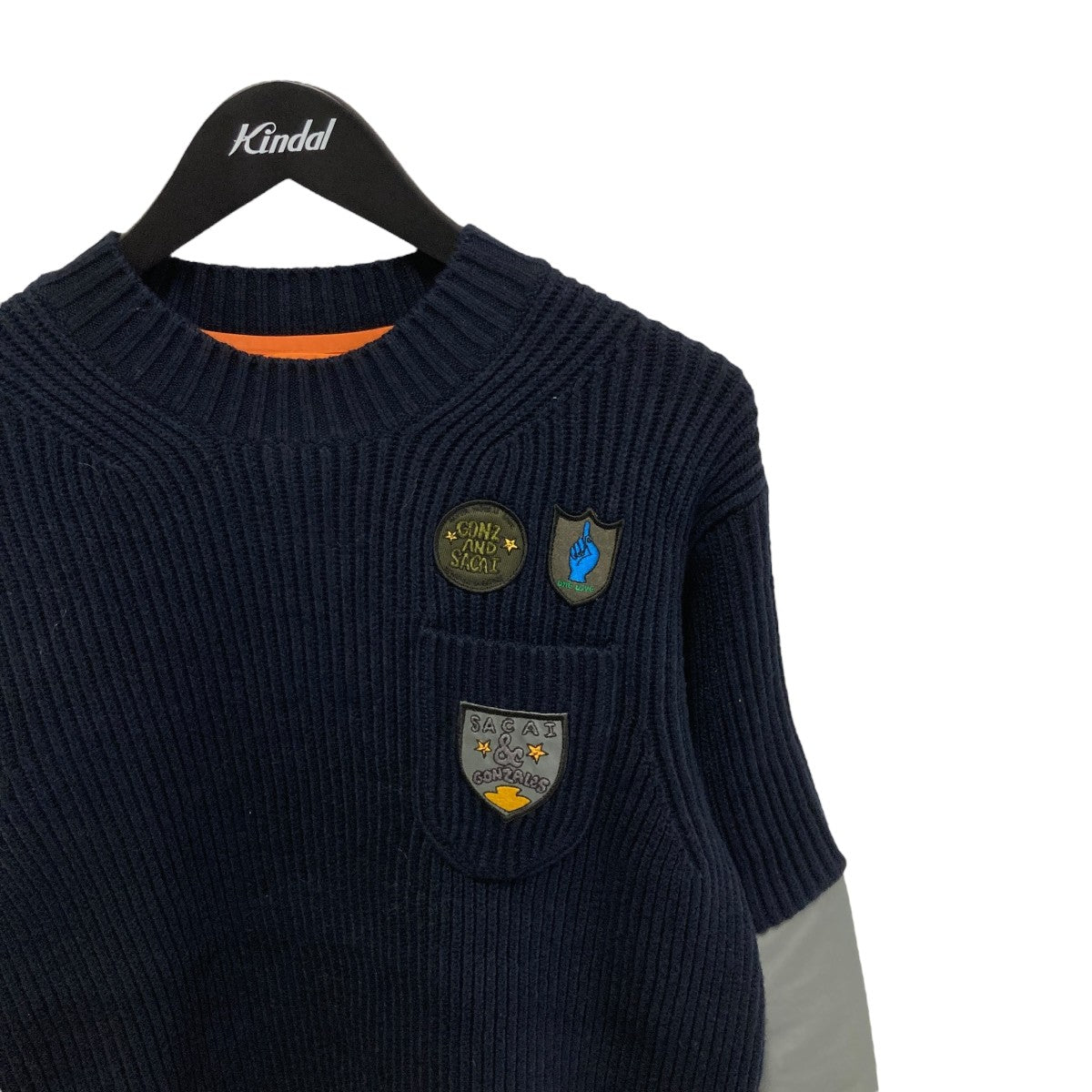 トップス sacai 24ss Patch Knit Pullover sacai Brown Plaid Knit Sweater Sacai