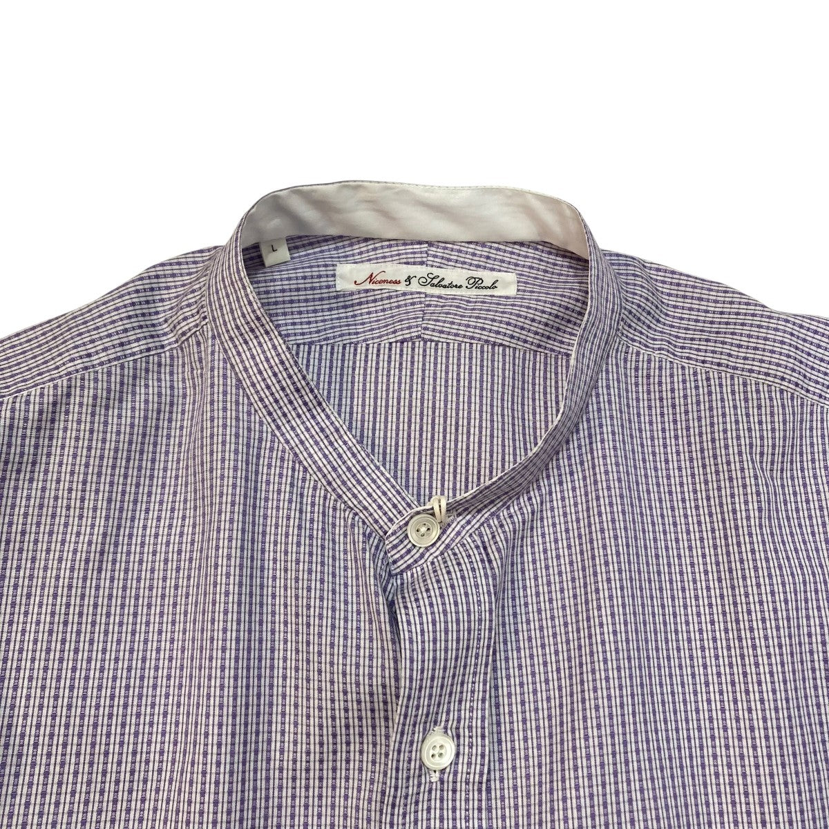 NICENESS 24SSGUARINO／N．N．P． dobby-weave band collar dress shirtドレスシャツNN-7202Y14 古着・中古-3枚目のアイテム画像