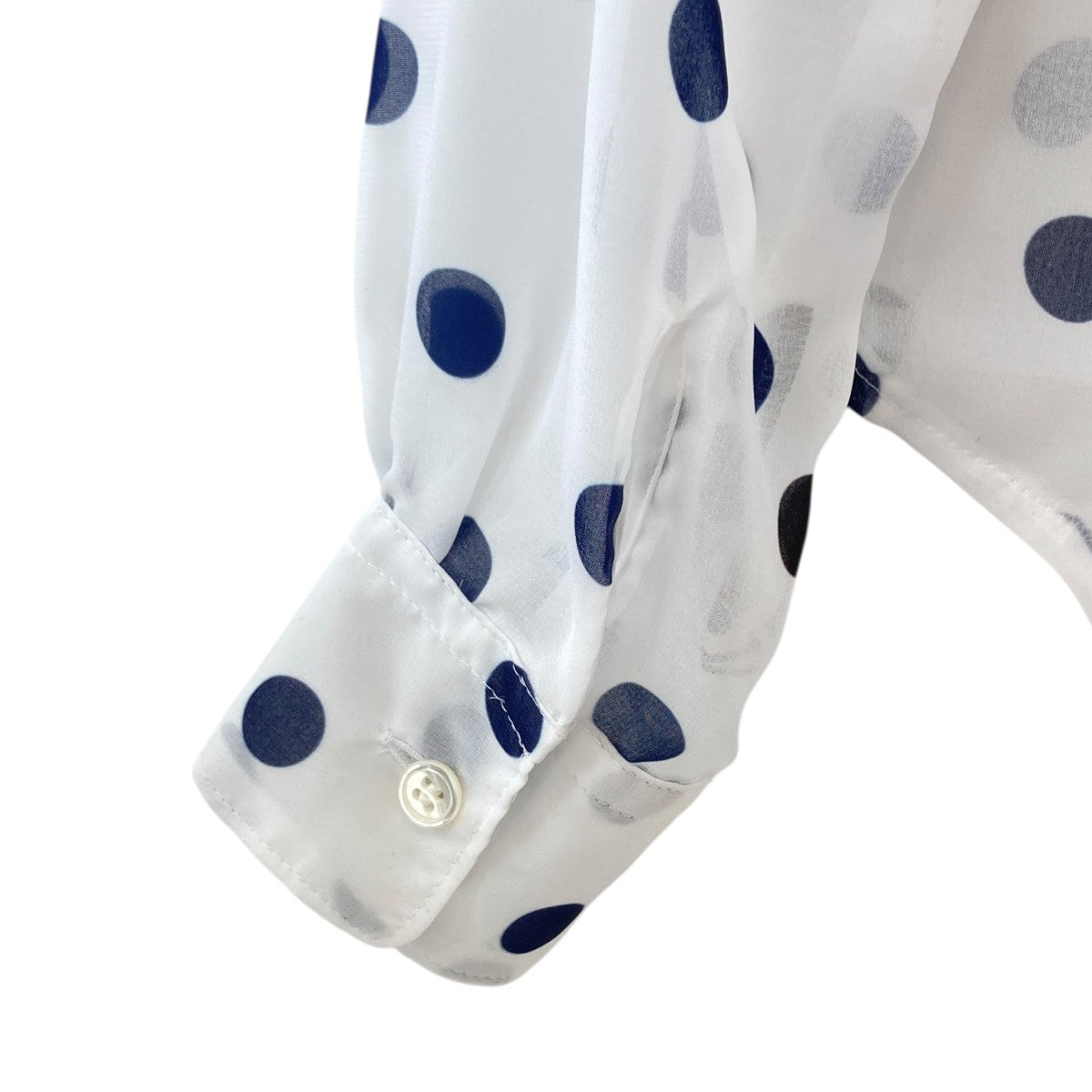 コムデギャルソンガール COMME des GARCONS GIRL ドット シャツ NI-B007 ホワイト、ブルー サイズ：XS COMME des GARCONS GIRL(コムデギャルソンガール) ドットシャツ