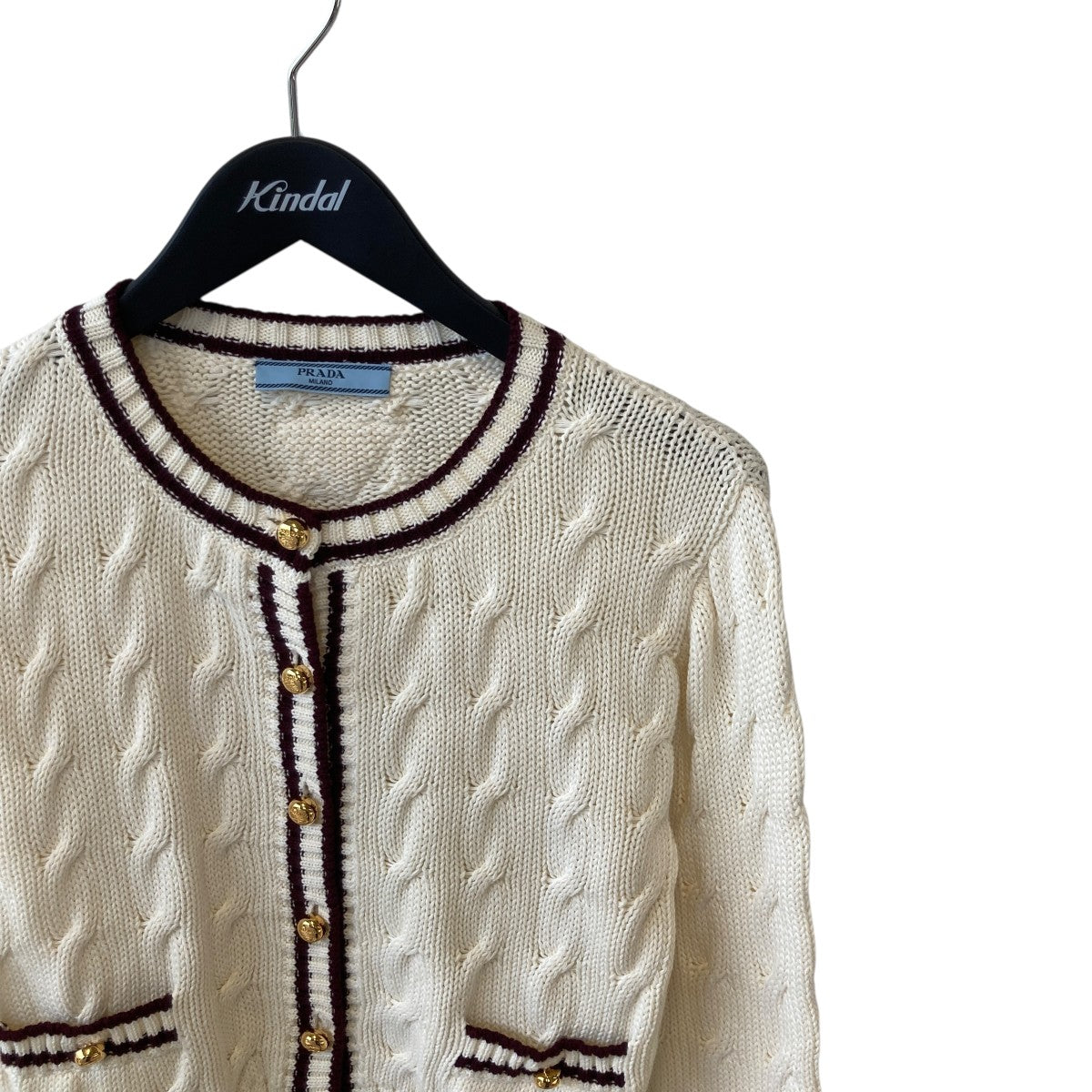 PRADA pre owned ケーブルニット クロップドカーディガン Prada Cropped Cotton Cardigan | Saks Fifth Avenue
