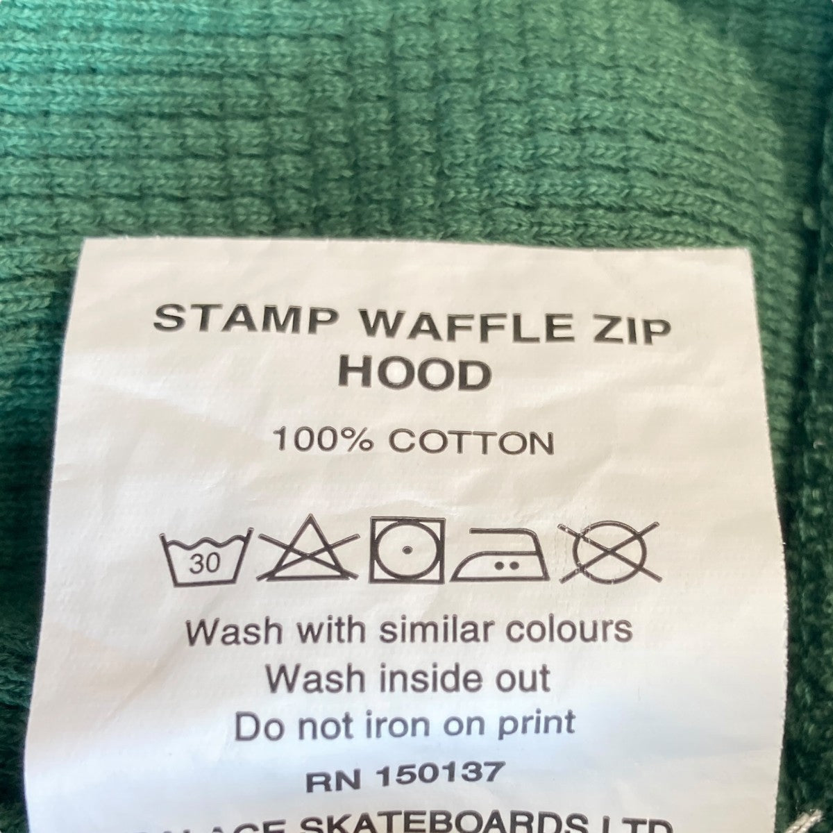 PALACE(パレス) 25SSSTAMP WAFFLE ZIP HOODジップパーカー グリーン