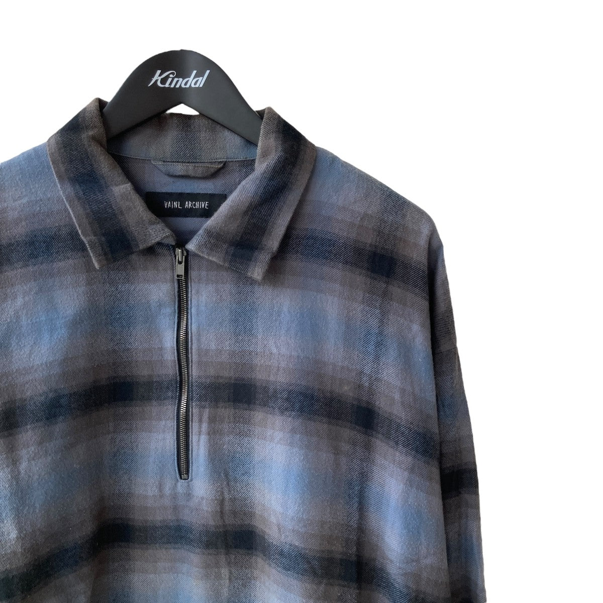 ヴァイナルアーカイブ ハーフジップ チェック プルオーバーシャツ