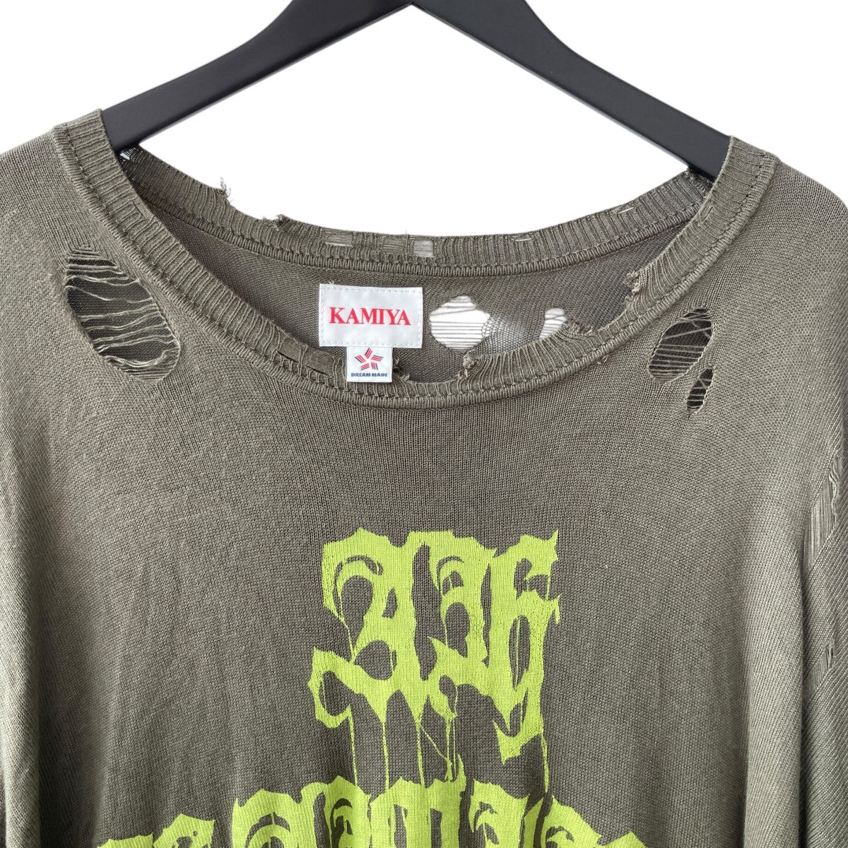 KAMIYA(カミヤ) 24SSPRINTED KNIT TEEダメージ加工 半袖ニット