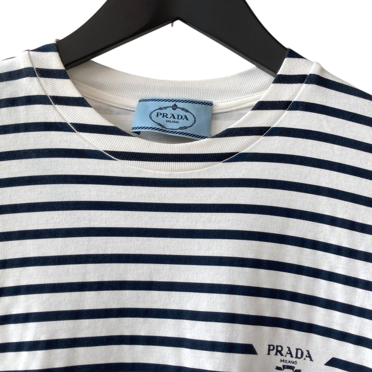 PRADA ボーダーTシャツ PRADA(プラダ) ボーダーTシャツUJN824 UJN824 ホワイト×ネイビー