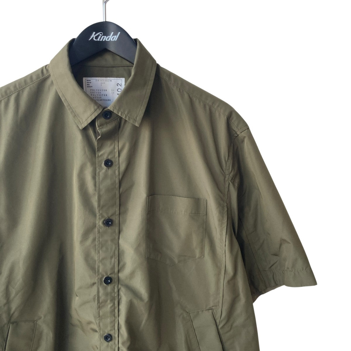 【美品】sacai カーキ グレー 半袖 シャツ sacai(サカイ) Floral Embroidered Patch Suiting Shirt半袖