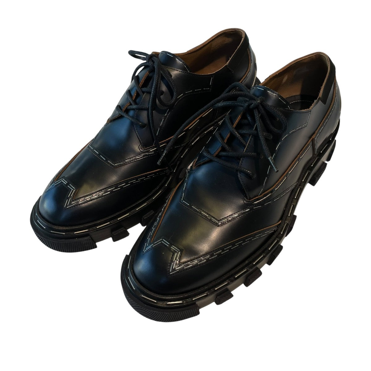 BALENCIAGA バレンシアガ レザーフラットシューズ スタッズ ブラック BALENCIAGA(バレンシアガ) silver staple derby shoesレザー