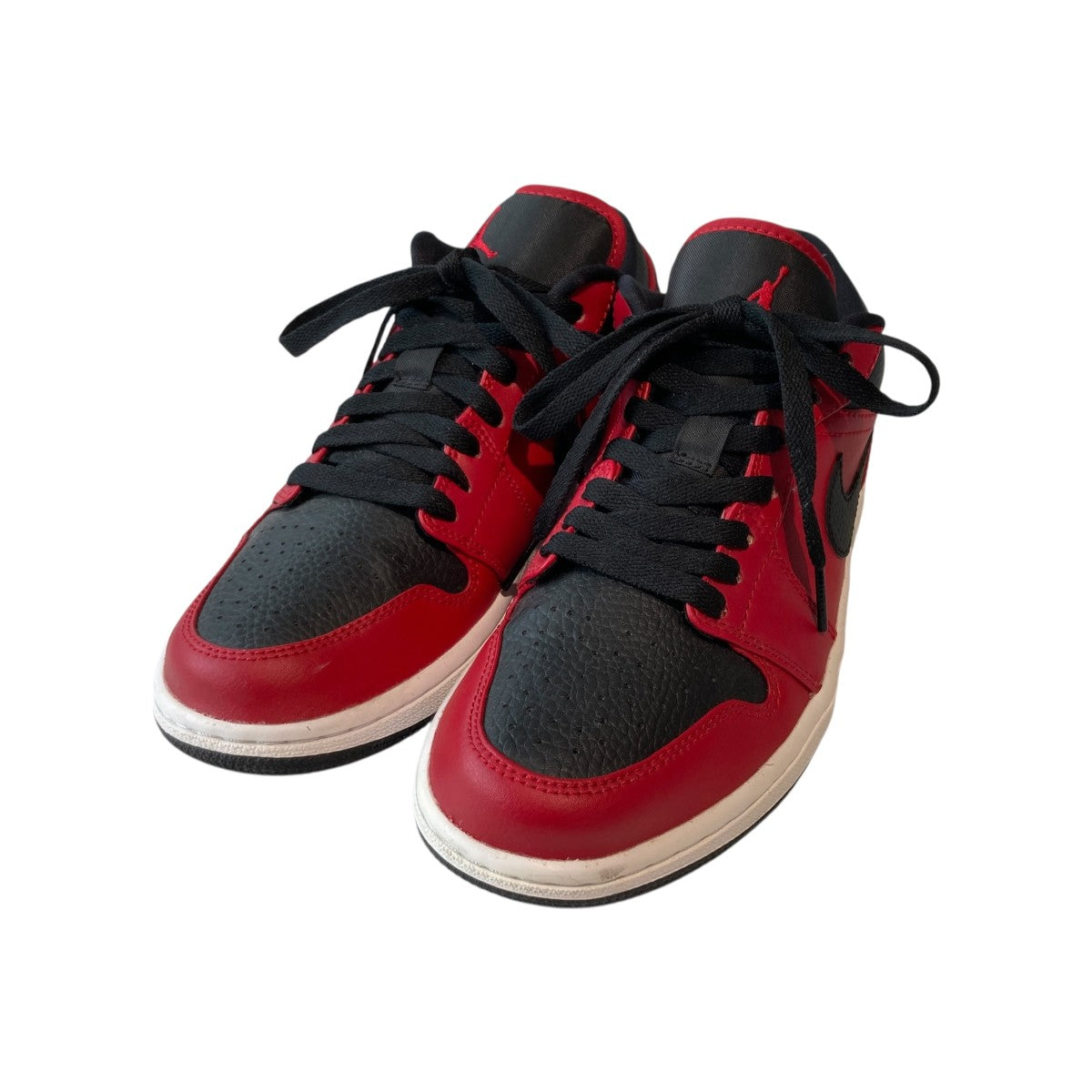 Nike Air Jordan 553558-605 赤黒 Nike Air Jordan 1 Low Reverse Bred Pebbled Swoosh Gym Red