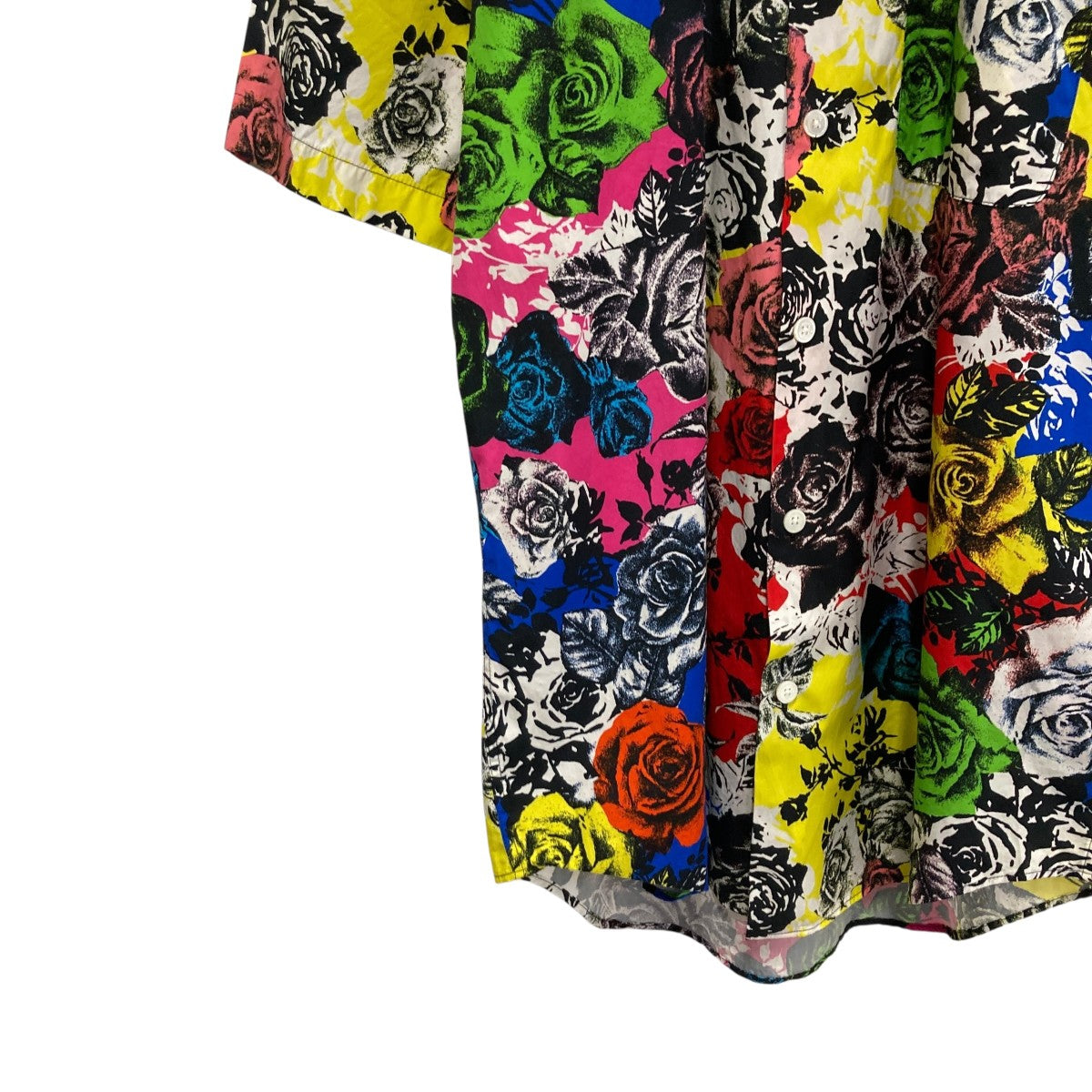 VERSACE ローズ柄半袖シャツ 古着・中古-4枚目のアイテム画像