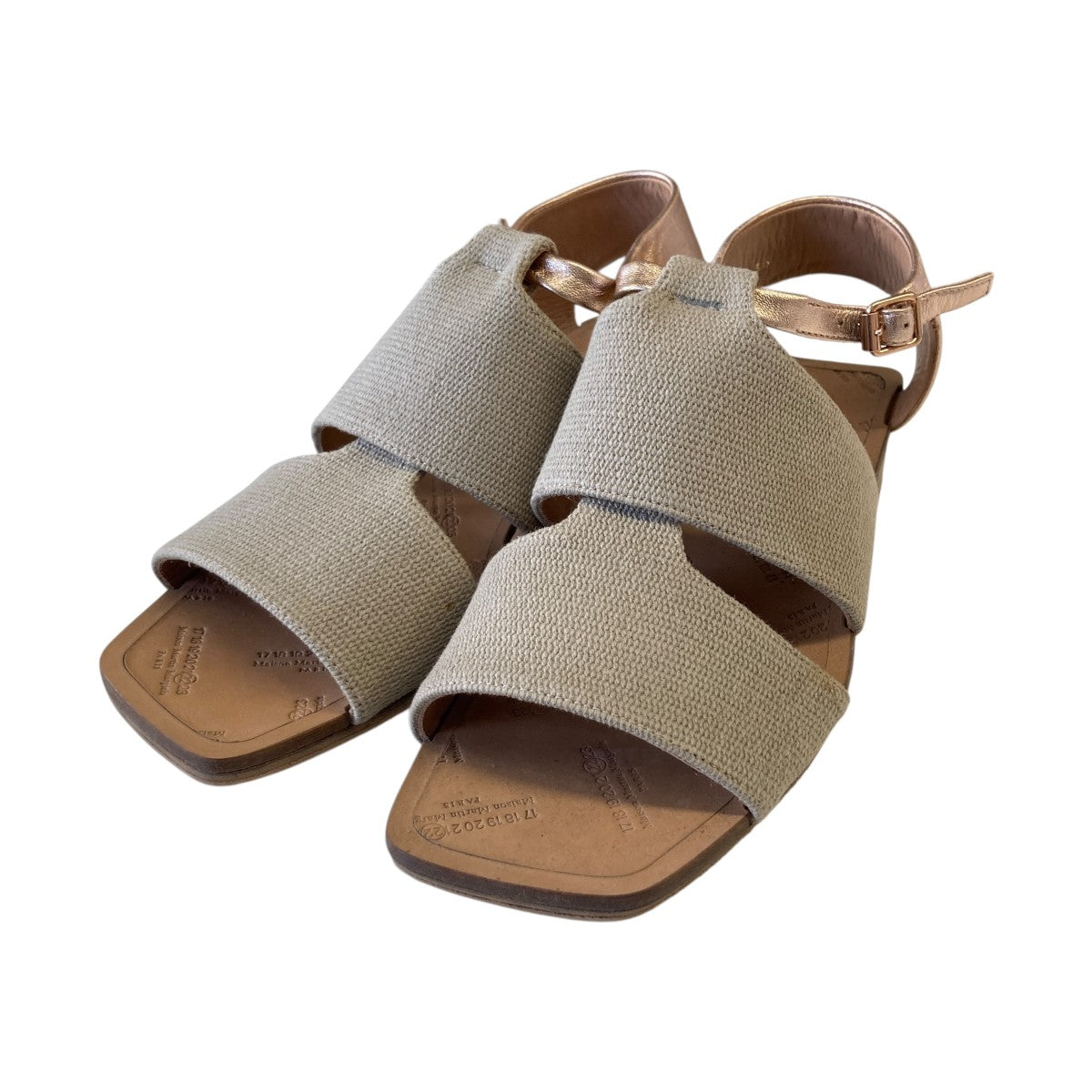 Maison Margiela LEATHER CANVAS OPEN TOE SANDALサンダルS38WP0338 古着・中古-1枚目のアイテム画像