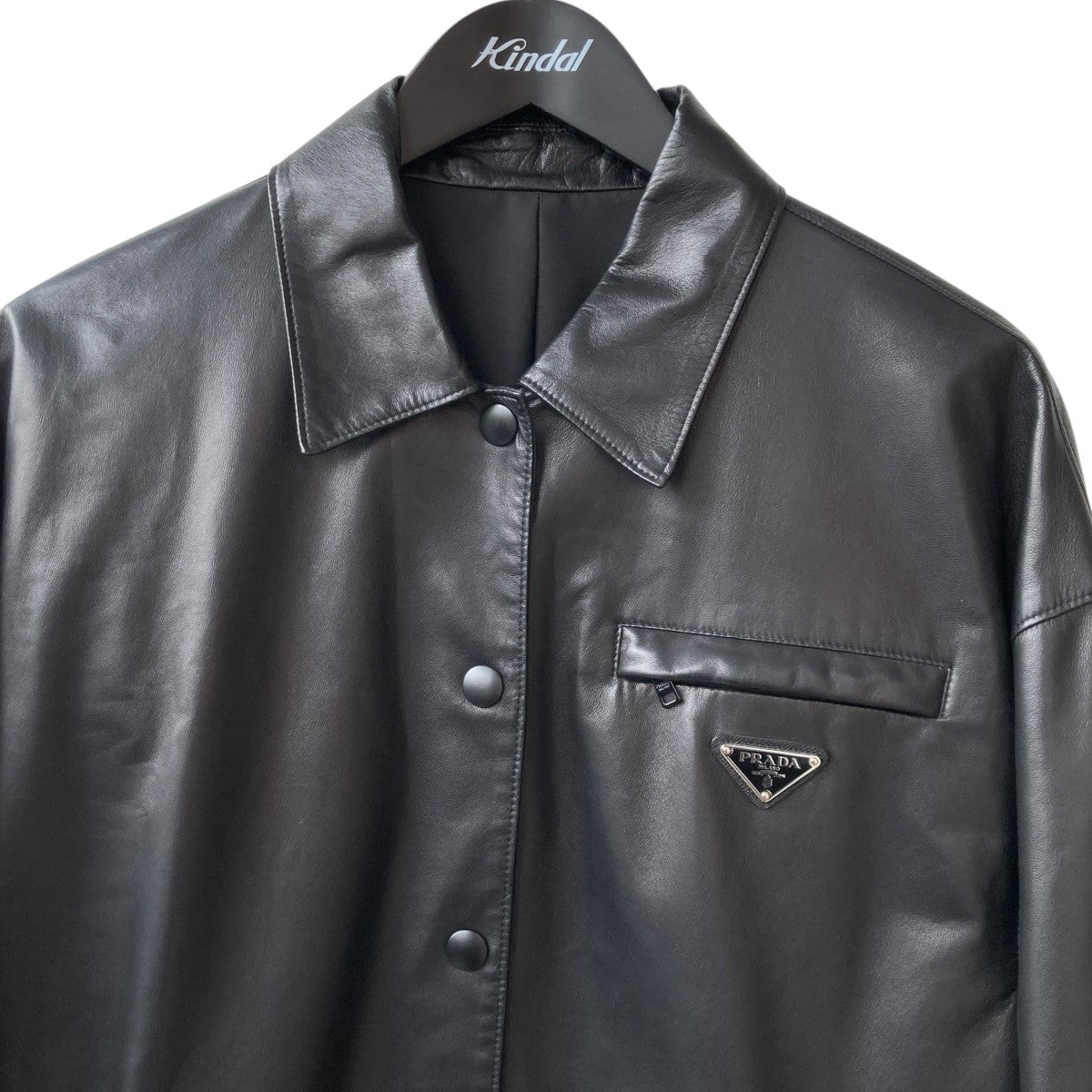 PRADA プラダ　トライアングルプレート　コーデュロイジャケット　ブラック PRADA(プラダ) トライアングルプレート ストレッチコットン