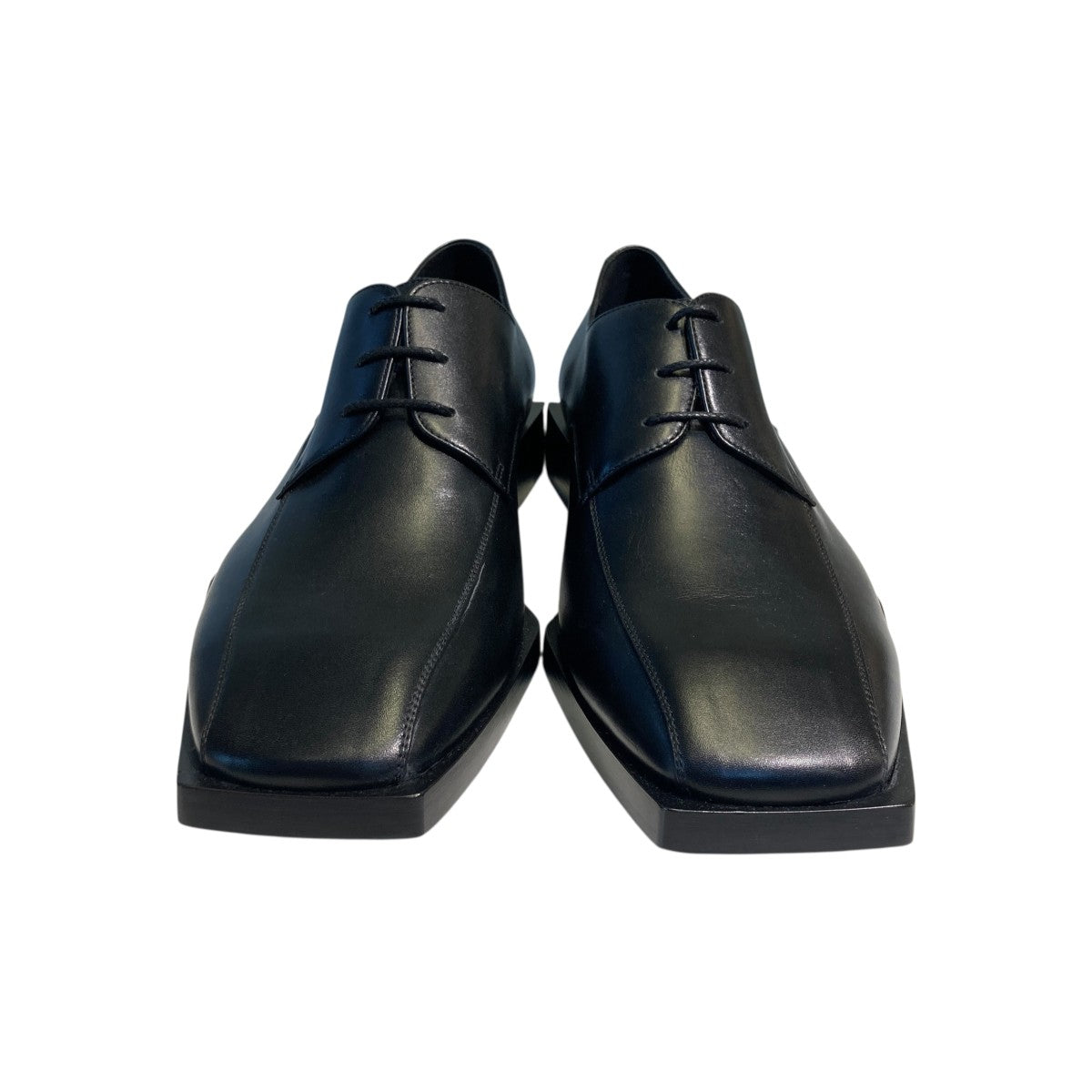 【未使用級】BALENCIAGA スクエアトゥ ミュール 黒 レザー 24cm BALENCIAGA バレンシアガ リムブーティパテントサイドジップ