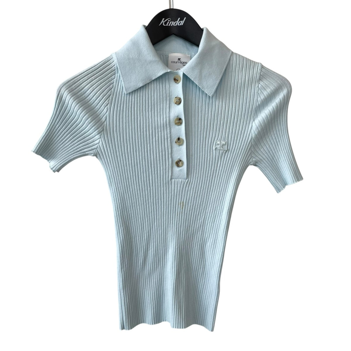 courreges RIB KNIT POLOリブニット ロゴ刺繍 半袖 ポロシャツ 古着・中古-1枚目のアイテム画像