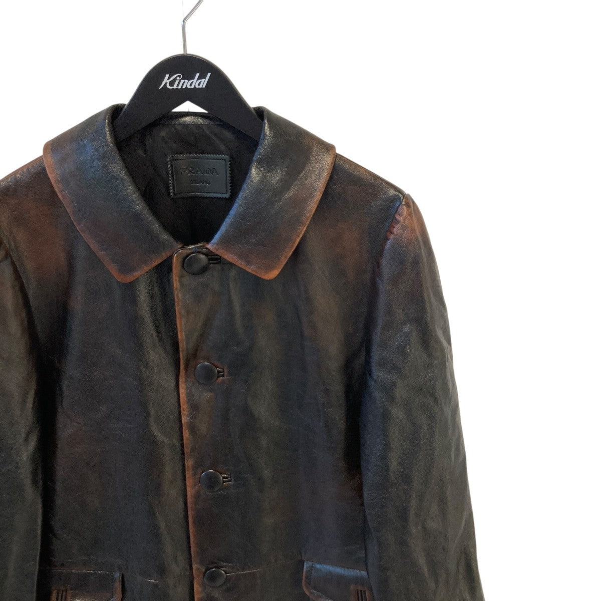 90s プラダ レザーパイピングコート サイズ40 幾何学 90s プラダ レザーパイピングコート サイズ40 幾何学 S115179