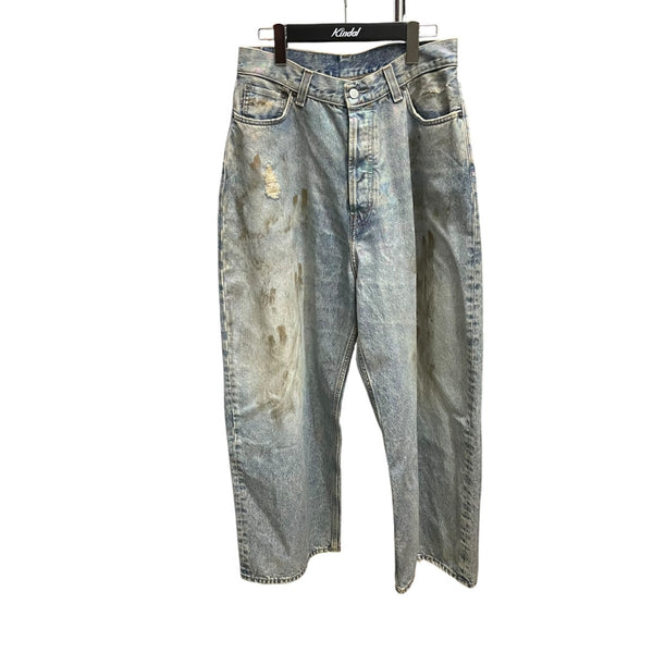 最終価格。即購入⭕️ acne studios 2023 dirty halo Acne Studios 2023 Dirty Halo Super Wide Leg Jeans in Mid Blue | FWRD