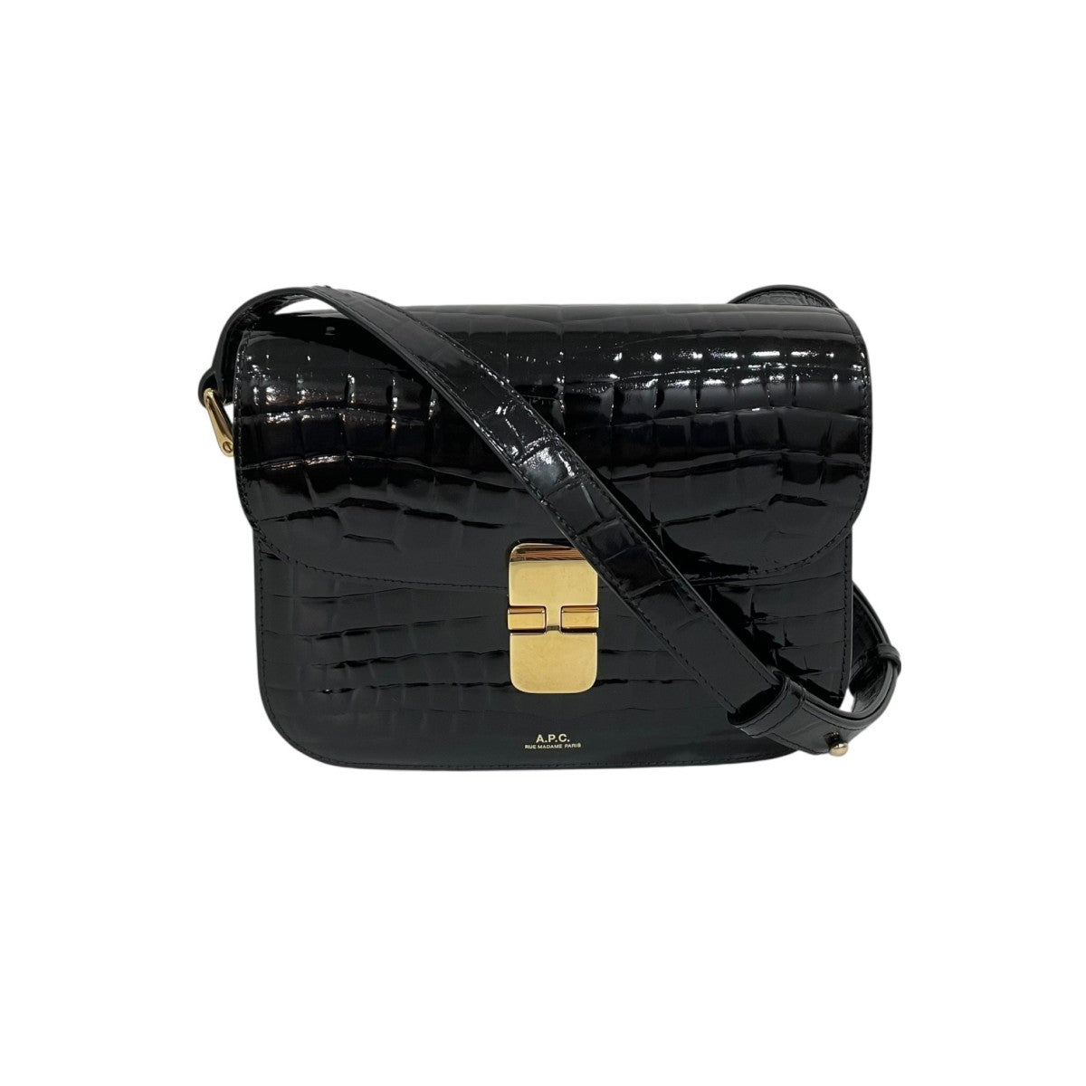 a.p.c アーペーセー　ハーフムーン　ショルダーバッグ　クロコダイル　黒 A．P．C．(アーペーセー) ハーフムーンチェーンショルダーバッグ