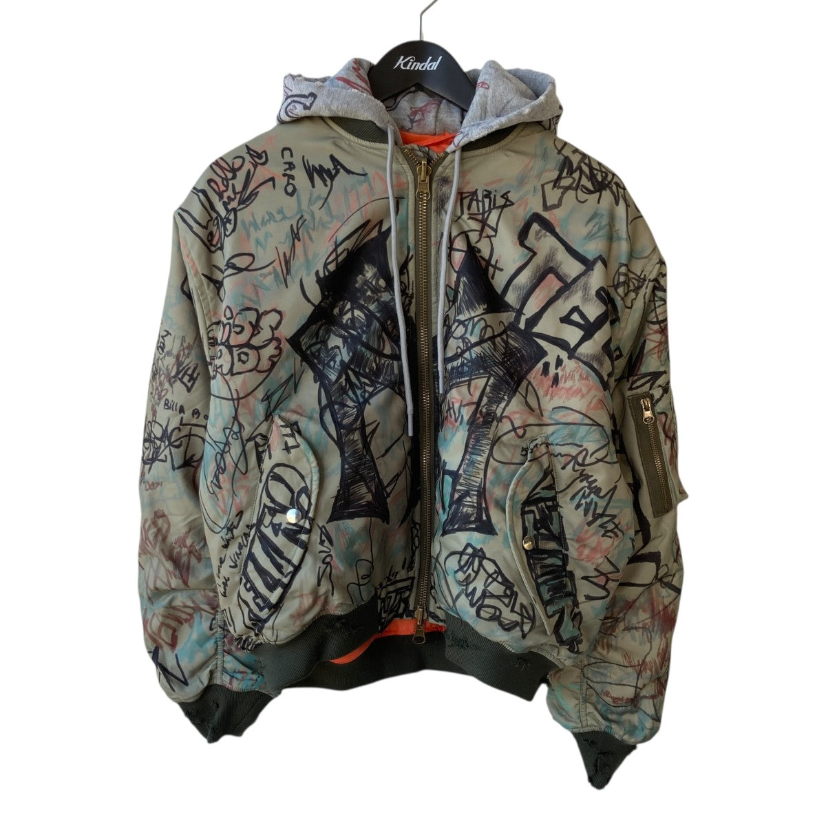 MOWALOLA(モワローラ) graffiti bomber jacketMA-1ジャケット オリーブ