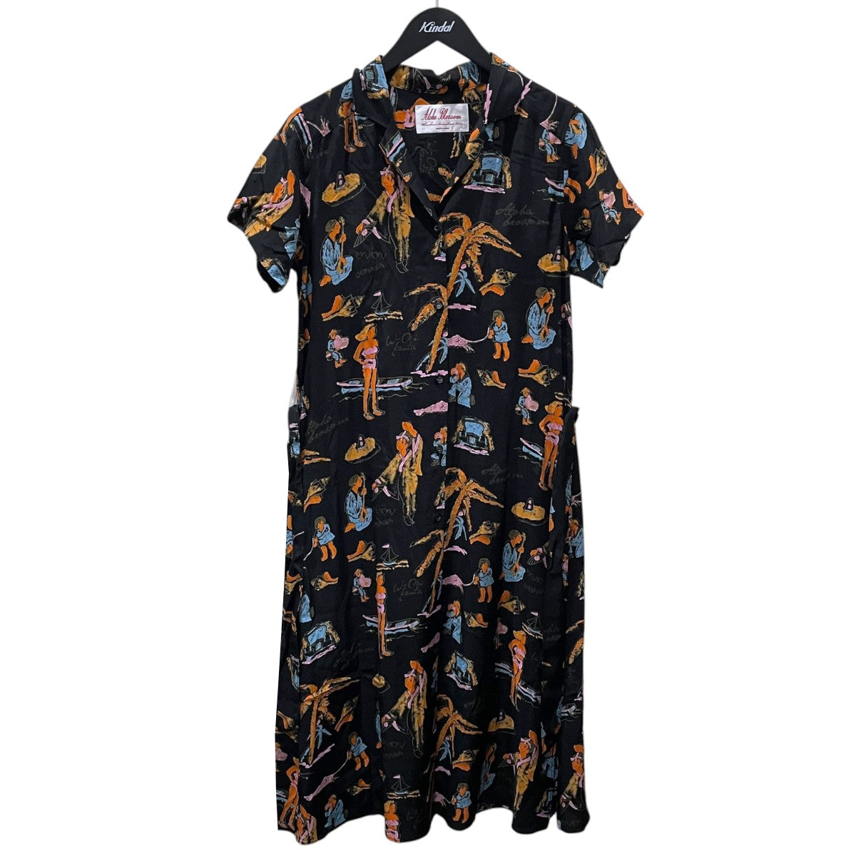 オープンカラー半袖ロングワンピース ALOHA SHIRTS DRESS RYUKYU SOUVENIOR アロハシャツドレス リュウキュウ スーベニア
