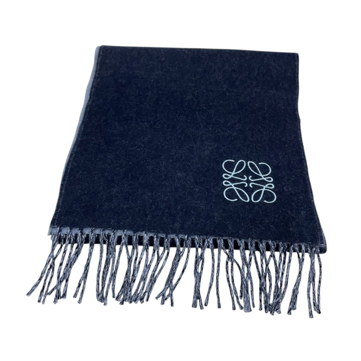 LOEWE(ロエベ) ロゴ刺繍 マフラー ネイビー｜【公式】カインドオル