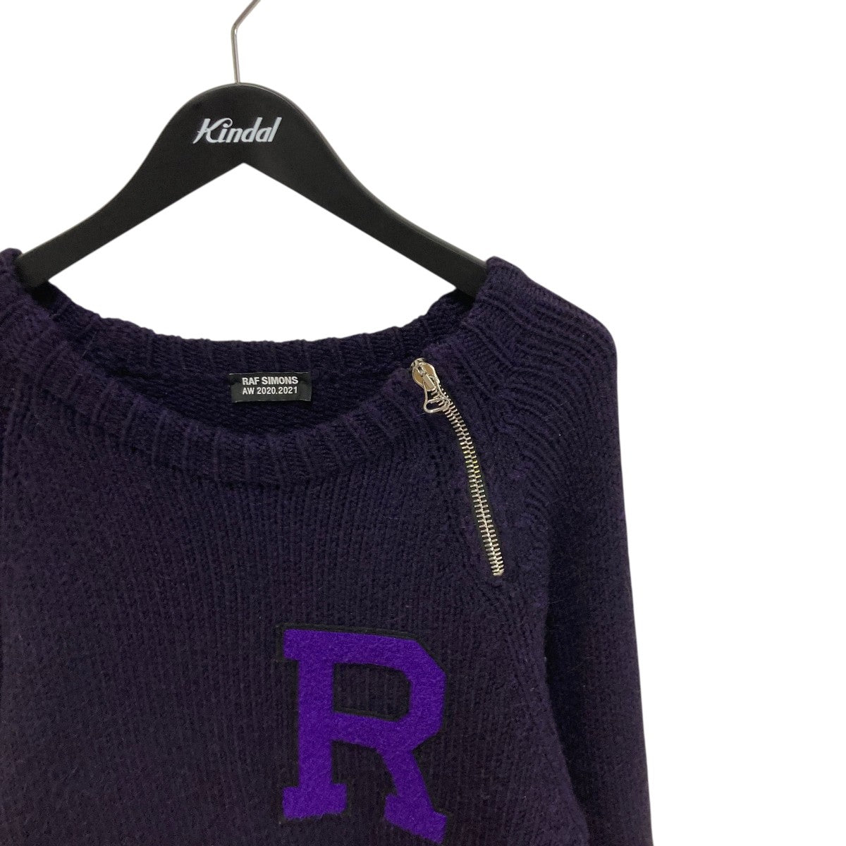 RAF SIMONS letter badge And Zipper Raglan Sweaterニット 古着・中古-3枚目のアイテム画像
