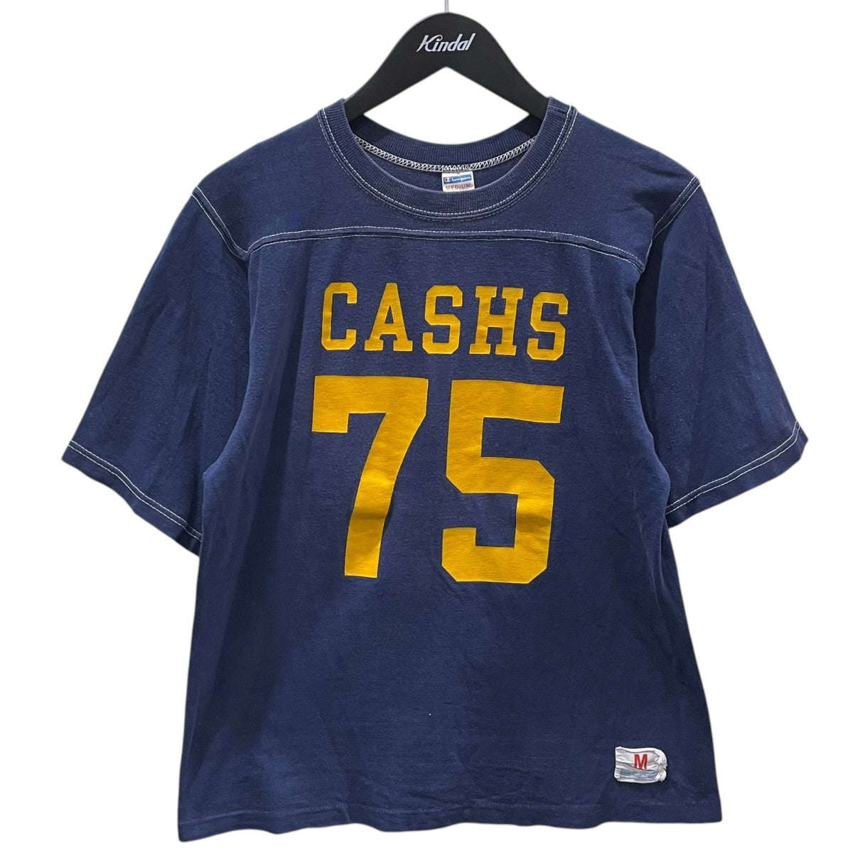 Champion 70s プリントTシャツ Football T-Shirt フットボールTシャツ バータグ 古着・中古-1枚目のアイテム画像
