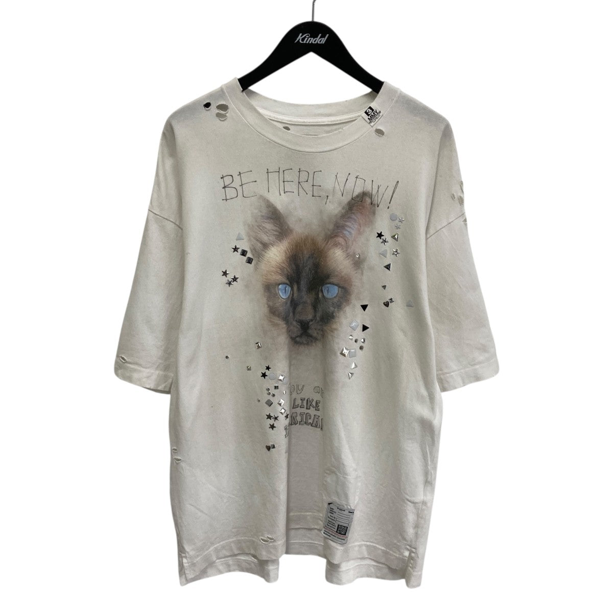 Maison MIHARA YASUHIRO 25AWCat Printed Embellished Distressed T-shirtTシャツJ15TS752 古着・中古-1枚目のアイテム画像