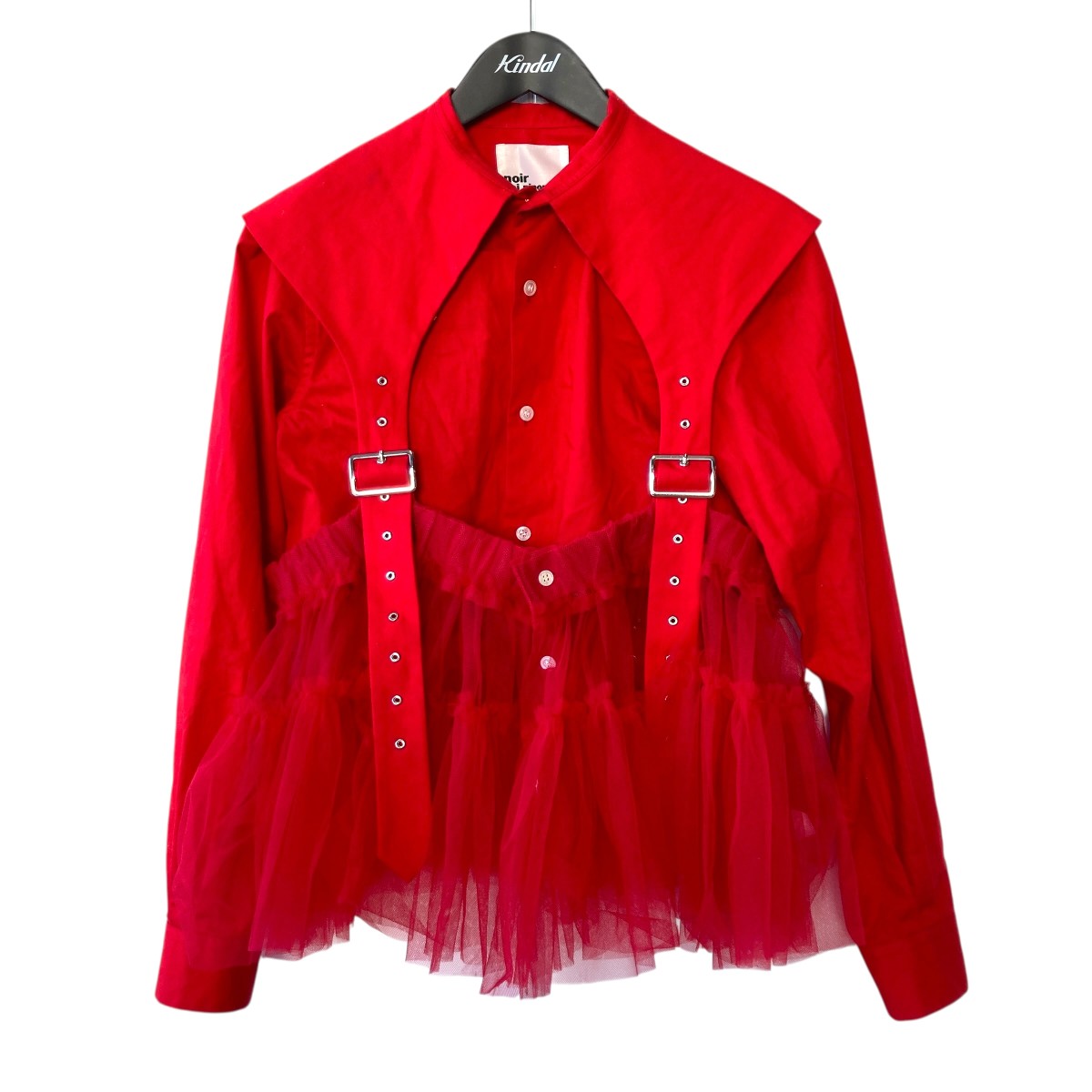 noir kei ninomiya(ノワールケイニノミヤ) 綿ブロード×チュールシャツ