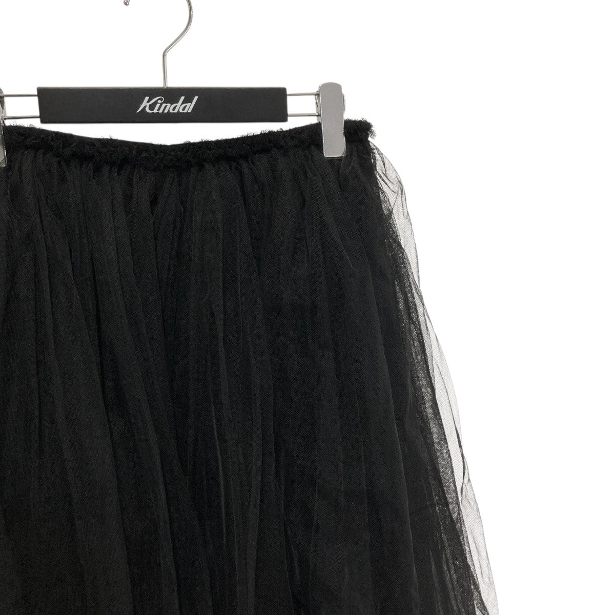ブラック コムデギャルソン　チュール スカート コムデギャルソンCOMME des GARCONS サテンテープ切替チュールギャザー