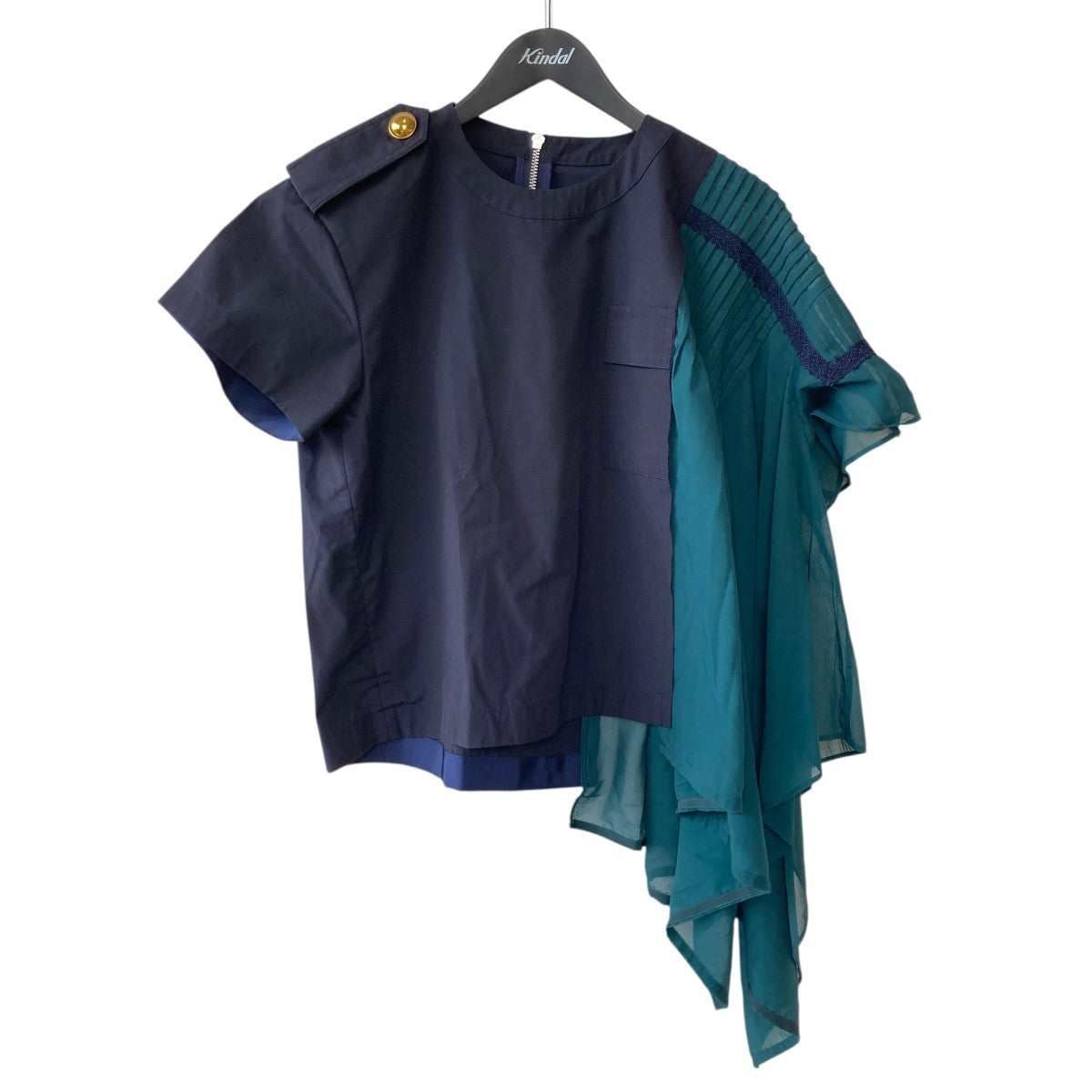sacai シフォンドッキング アシンメトリーブラウス19-04400 古着・中古-1枚目のアイテム画像