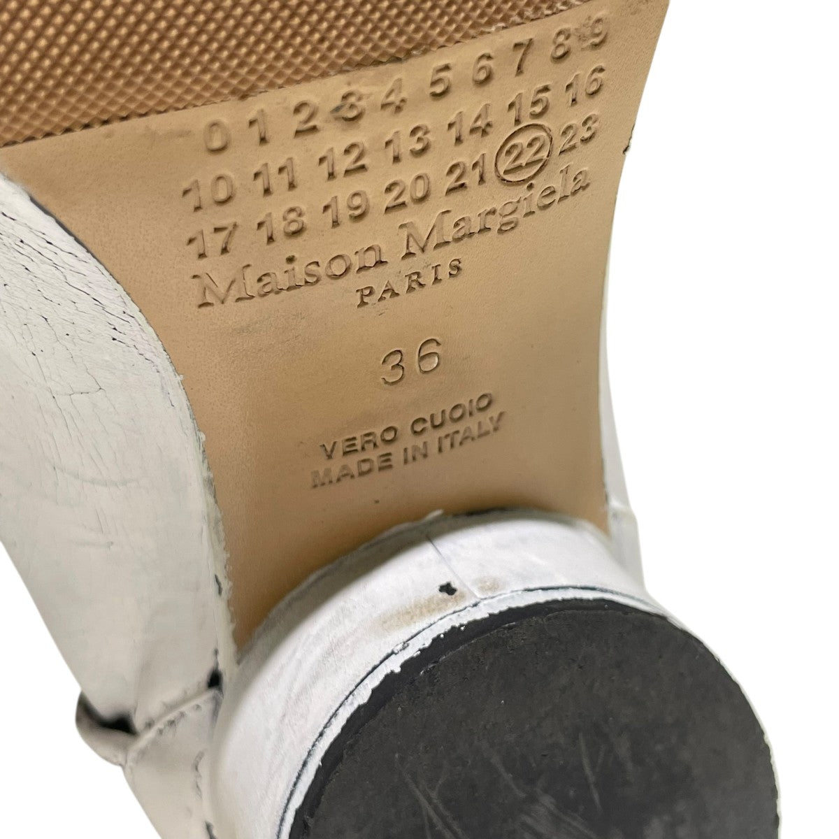 Maison Margiela(メゾンマルジェラ) ペンキ加工足袋ブーツ ホワイト