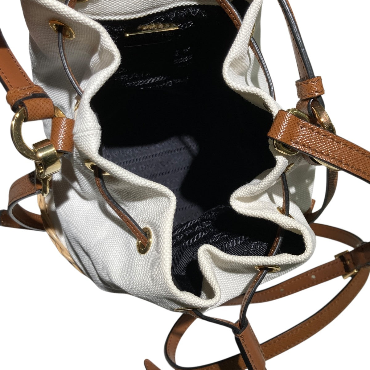 PRADA トライアングルロゴキャンバス レザーショルダーバッグ1BE040 古着・中古-5枚目のアイテム画像