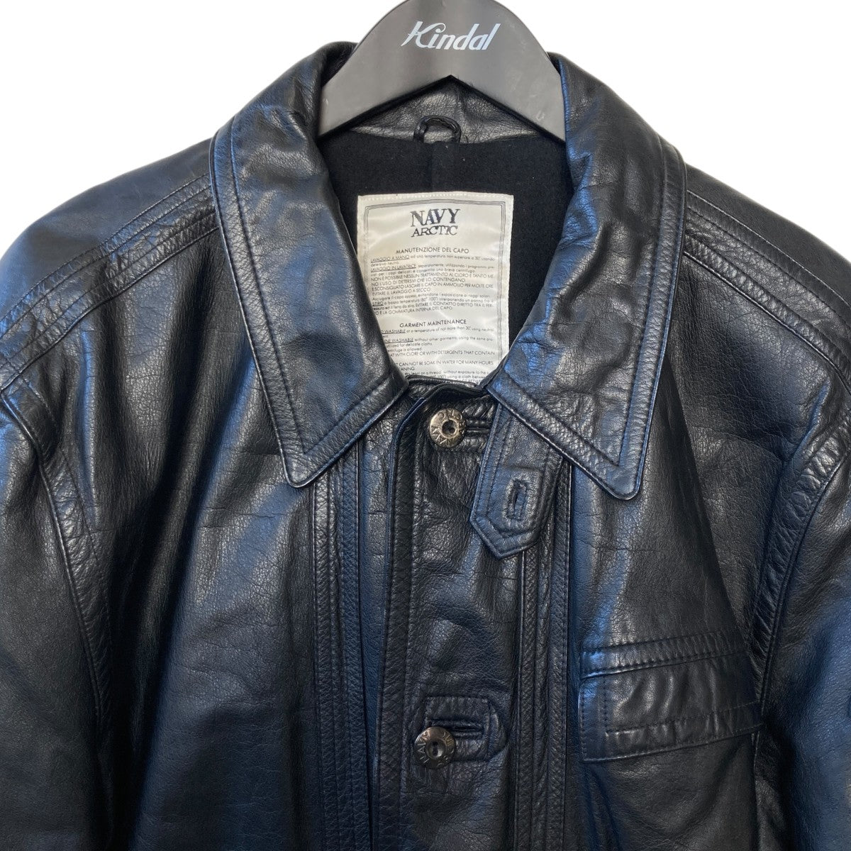NAVY ARCTIC C．P COMPANYレザーコート330001 古着・中古-3枚目のアイテム画像
