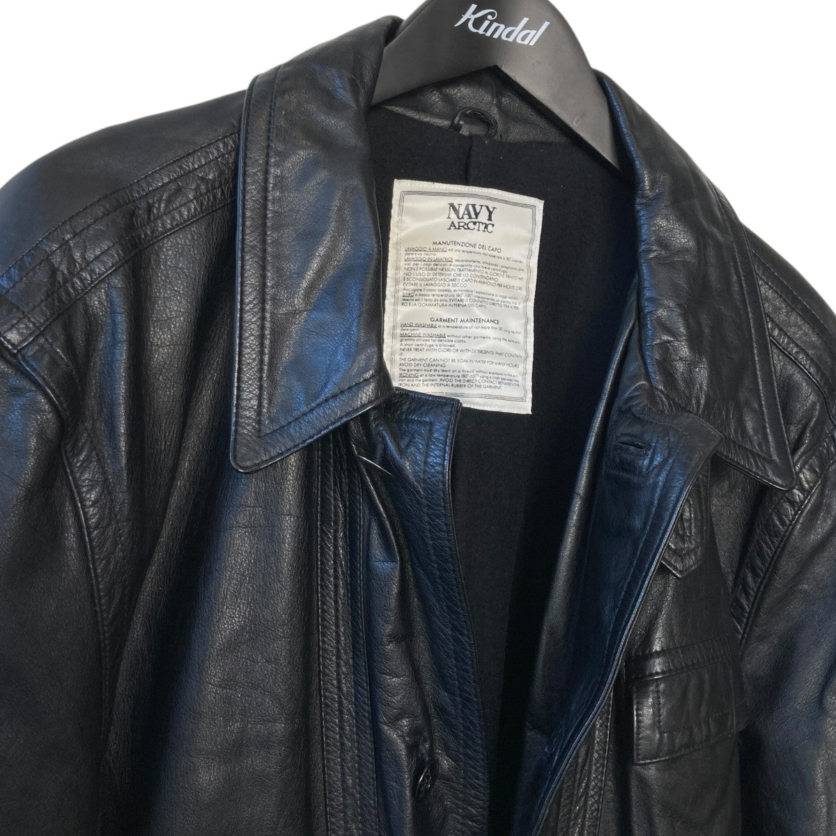 NAVY ARCTIC C．P COMPANYレザーコート330001 古着・中古-4枚目のアイテム画像