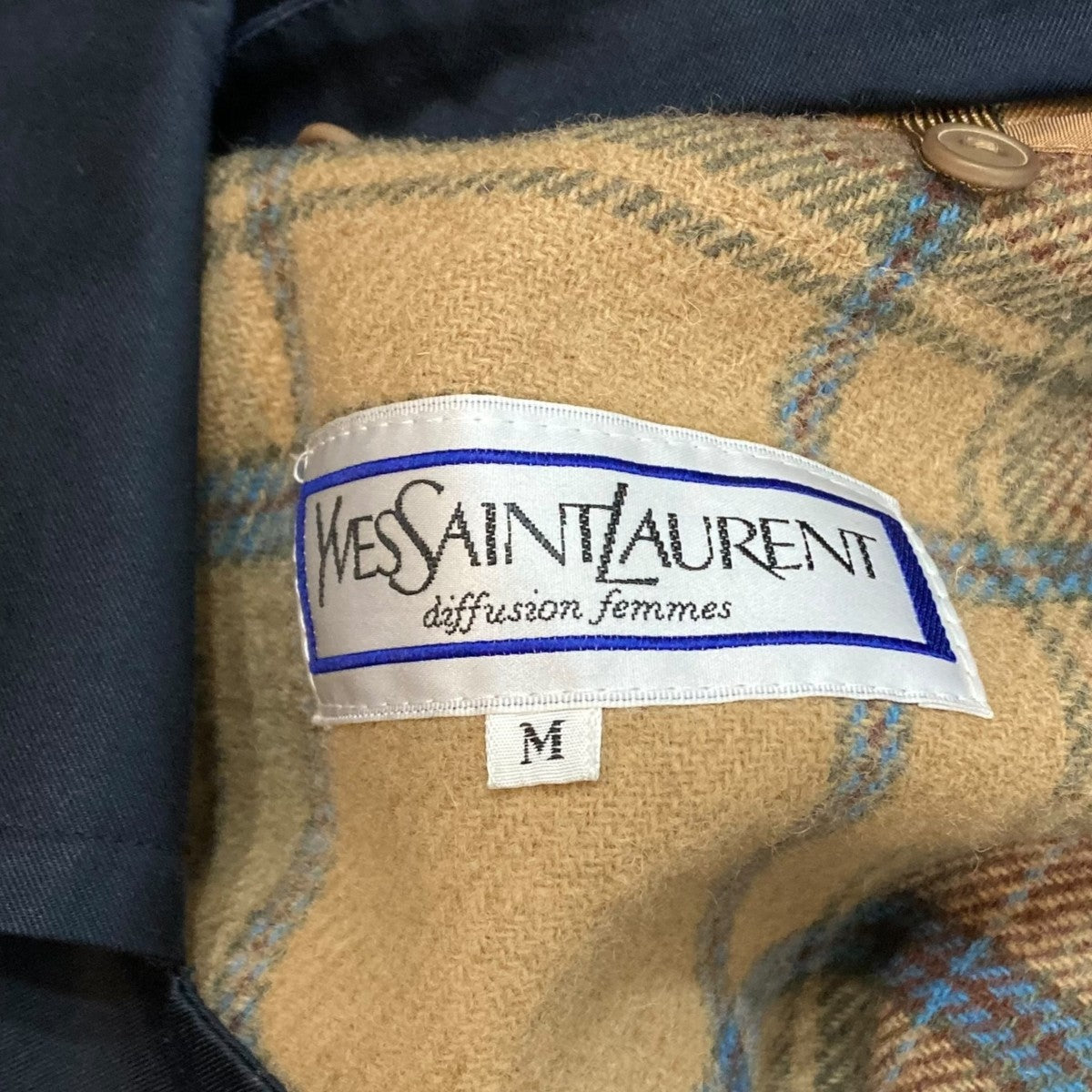 Yves Saint Laurent ネイビートレンチコート NEW!! Vintage YSL Blue/Grey Trench Coat Size L/XL – Glitzy Bella