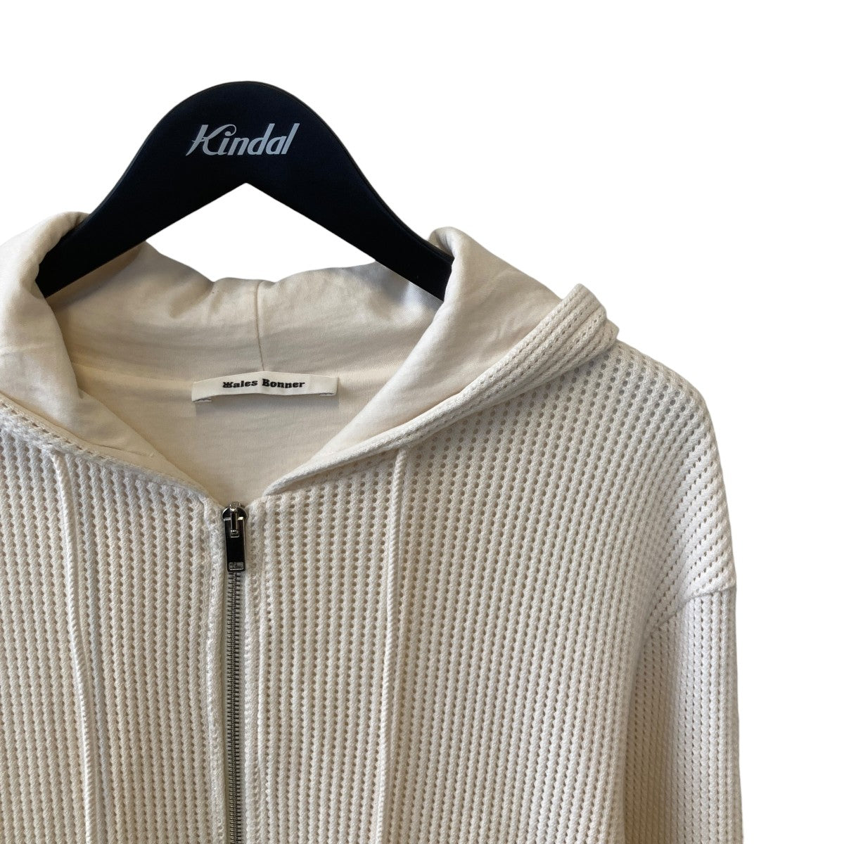 WALES BONNER Stereo Hoodie Ivoryジップパーカー 古着・中古-3枚目のアイテム画像