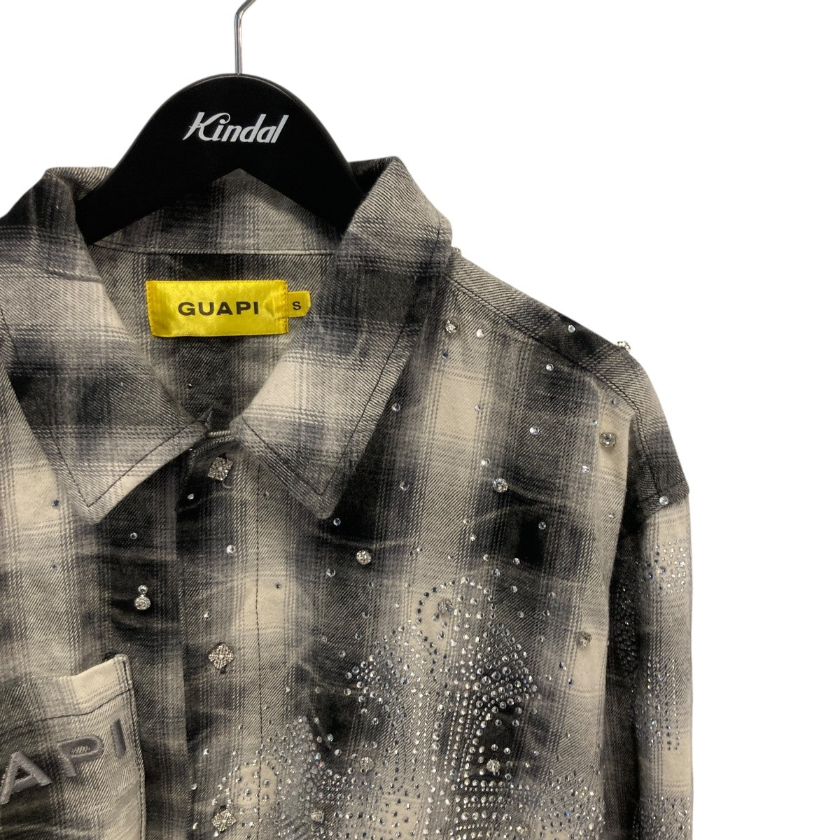 GUAPI(グアピ) Cross Flannel Shirtチェックシャツ グレー サイズ S