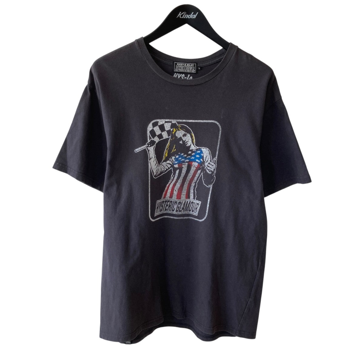 Hysteric Glamour 24SSCHECKER FLAG半袖Tシャツ02233CT12 古着・中古-1枚目のアイテム画像
