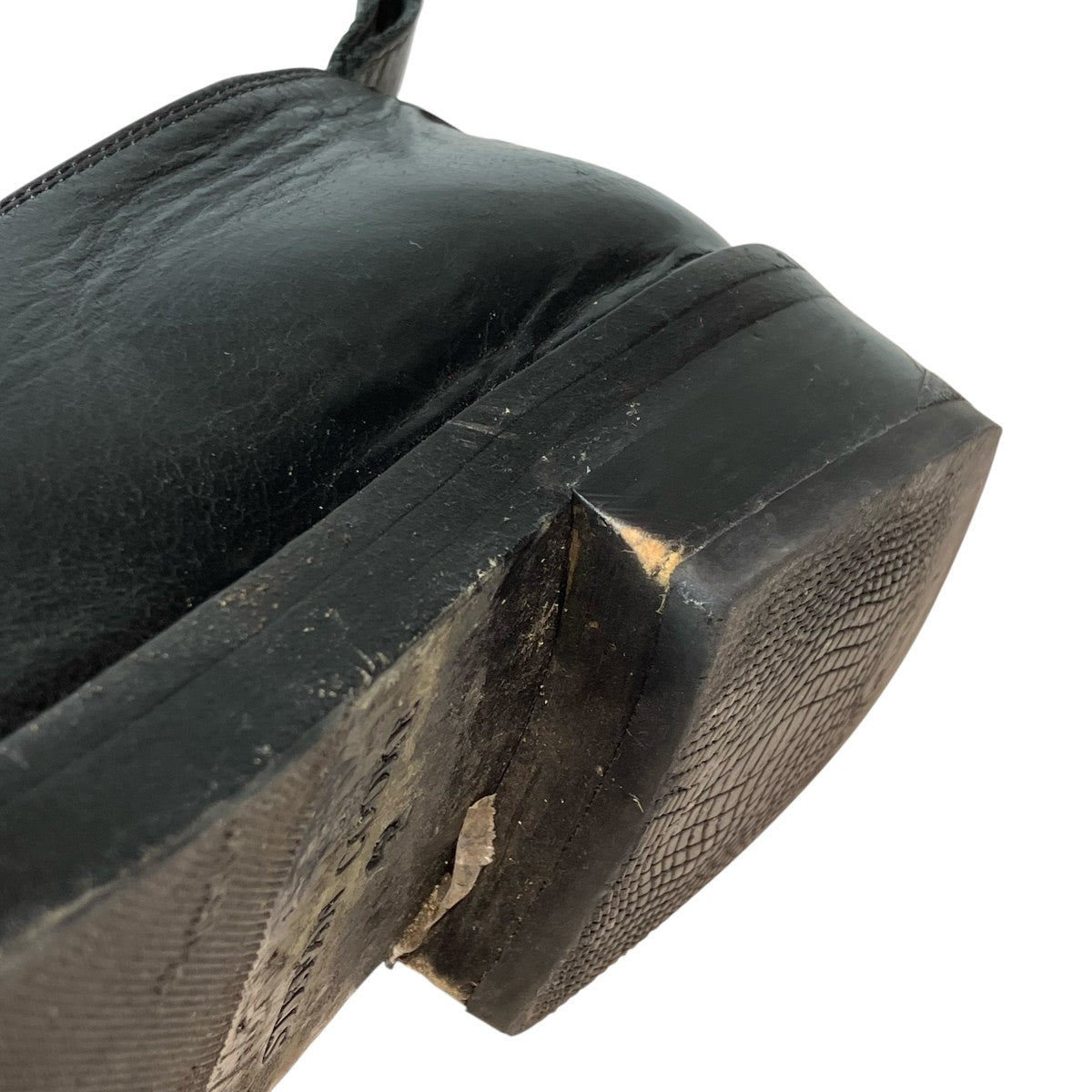 Black Polished Button Loafersローファー