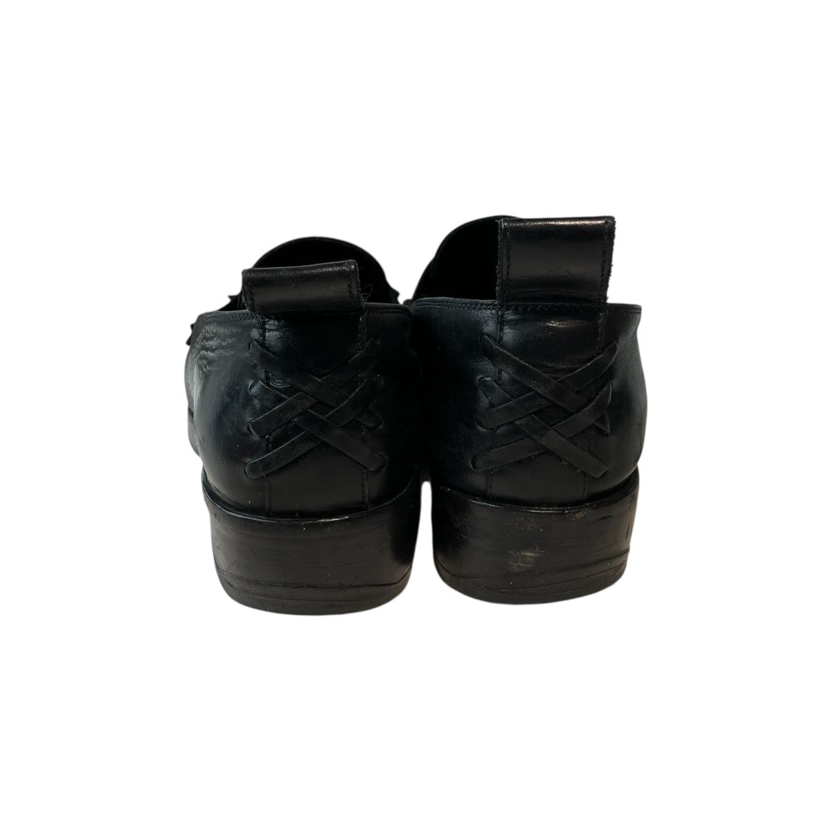 Black Polished Button Loafersローファー