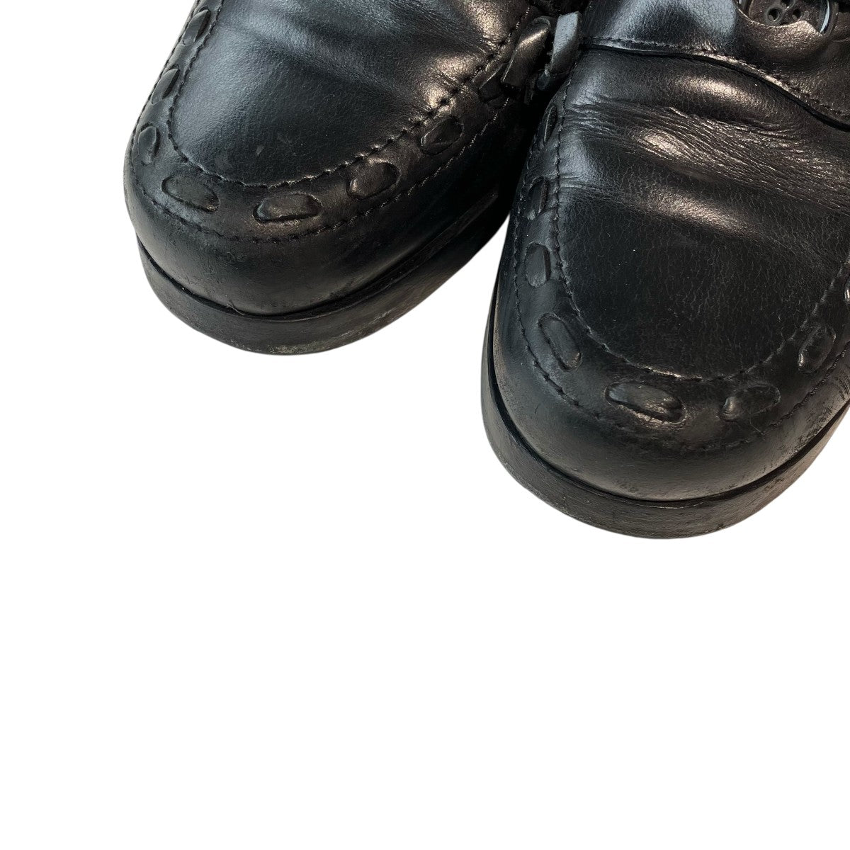 Black Polished Button Loafersローファー