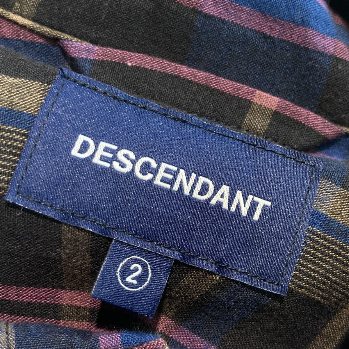 DESCENDANT(ディセンダント) チェックBDシャツ ブラック×パープル