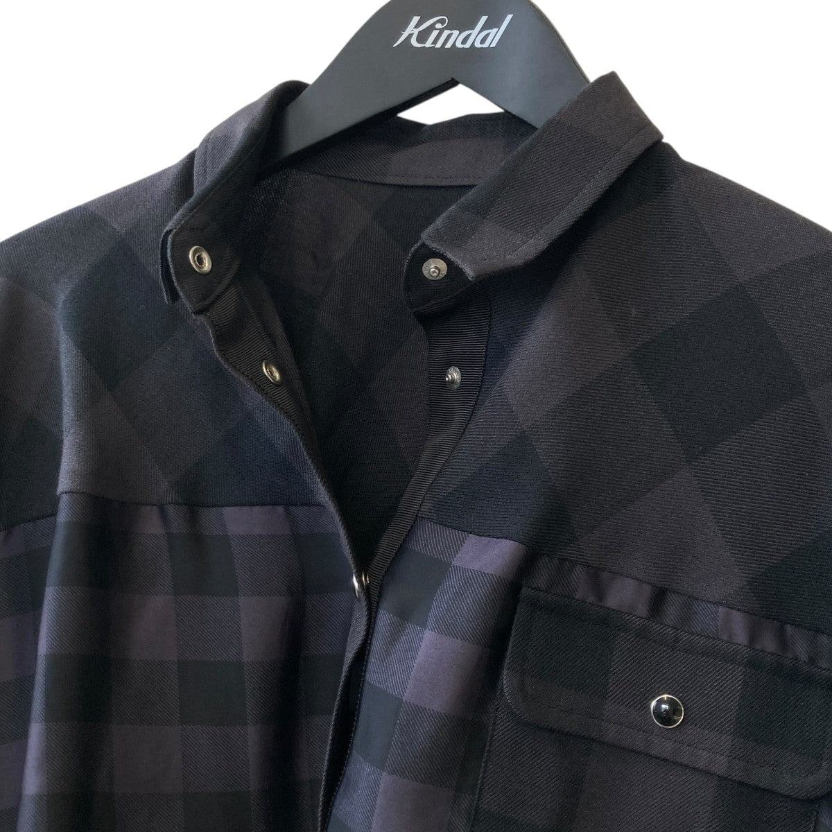 sacai(サカイ) チェック半袖シャツ22-05940 22-05940 ブラック、グレー