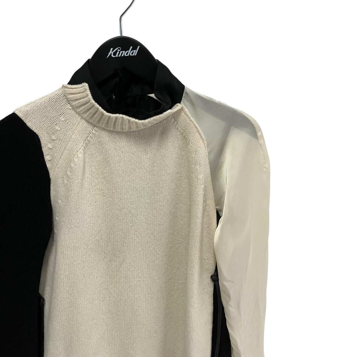 sacai WOMEN Wool Knit x Satin Dressドレス21-05829 古着・中古-3枚目のアイテム画像