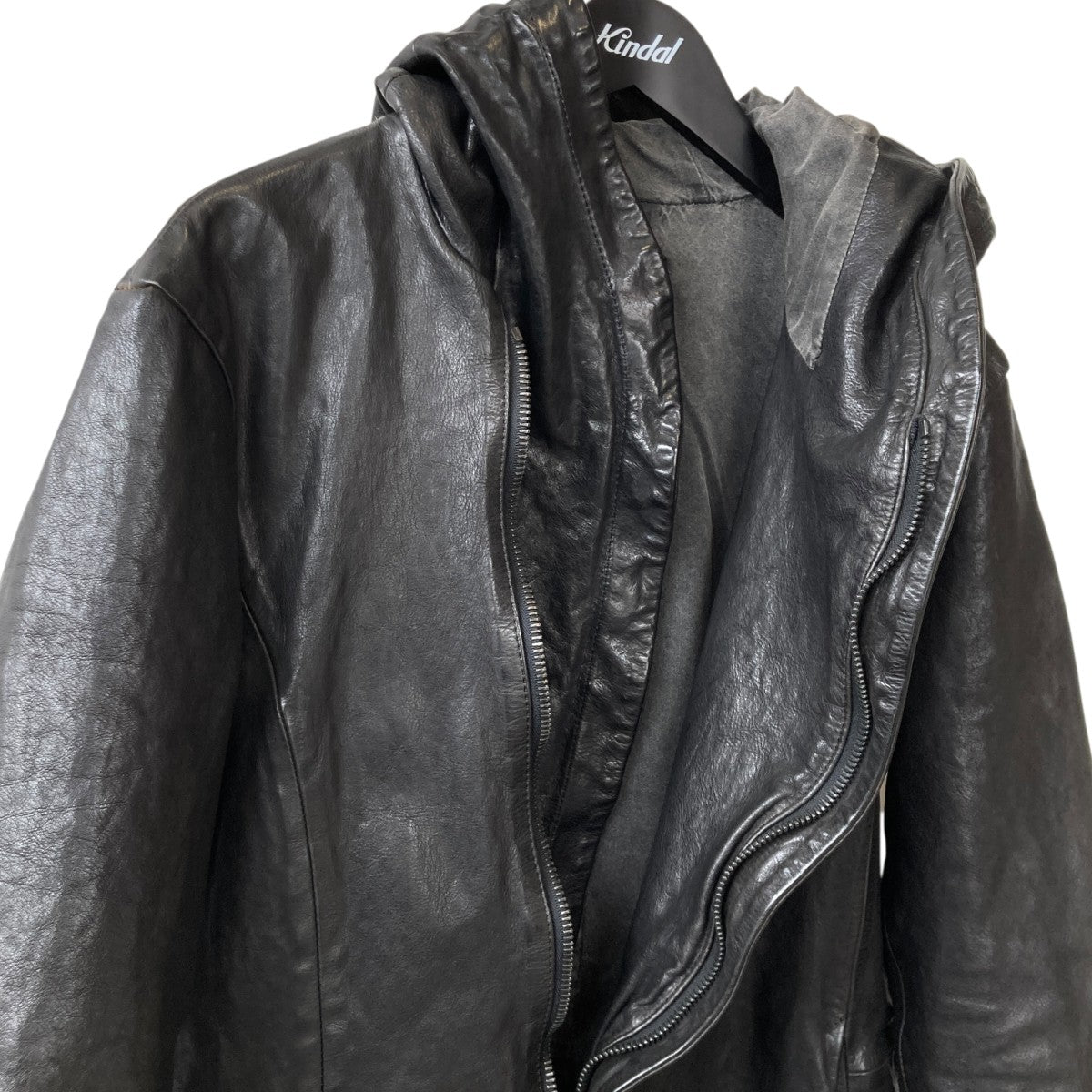 Hooded Coat Italian shoulder Cow leatherレザーコート1604-03