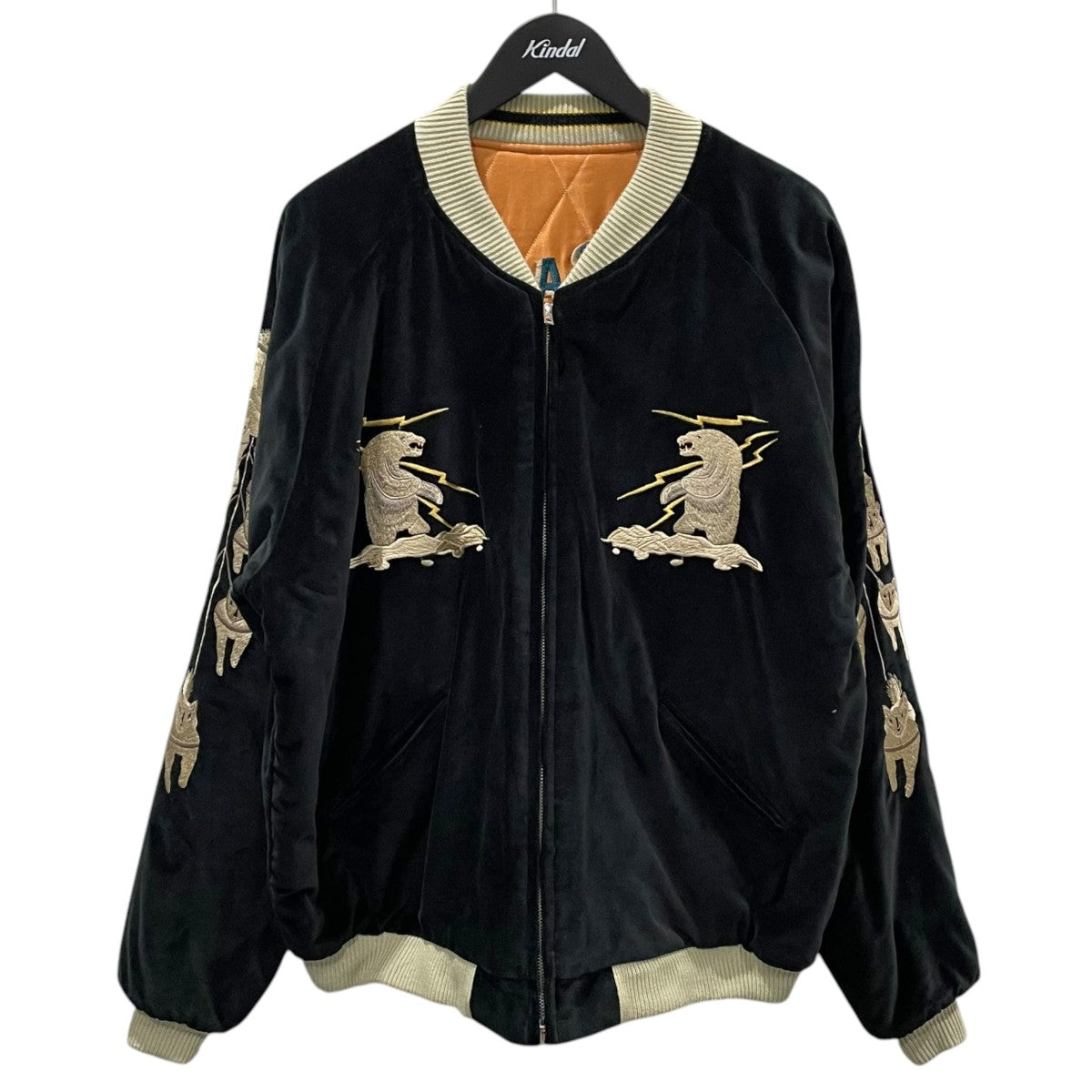 リバーシブルスカジャン 1950s Style Velveteen Souvenir Jacket POLAR BEAR ALASKA MAP スーベニアジャケット TT15792-119
