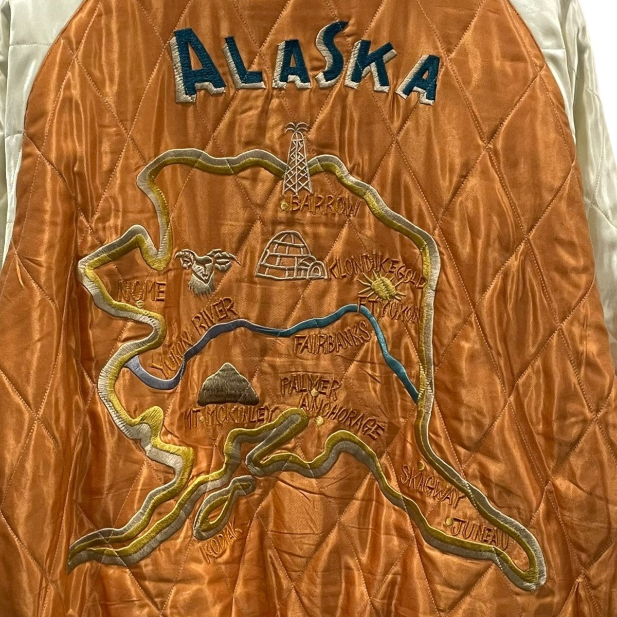 リバーシブルスカジャン 1950s Style Velveteen Souvenir Jacket POLAR BEAR ALASKA MAP スーベニアジャケット TT15792-119