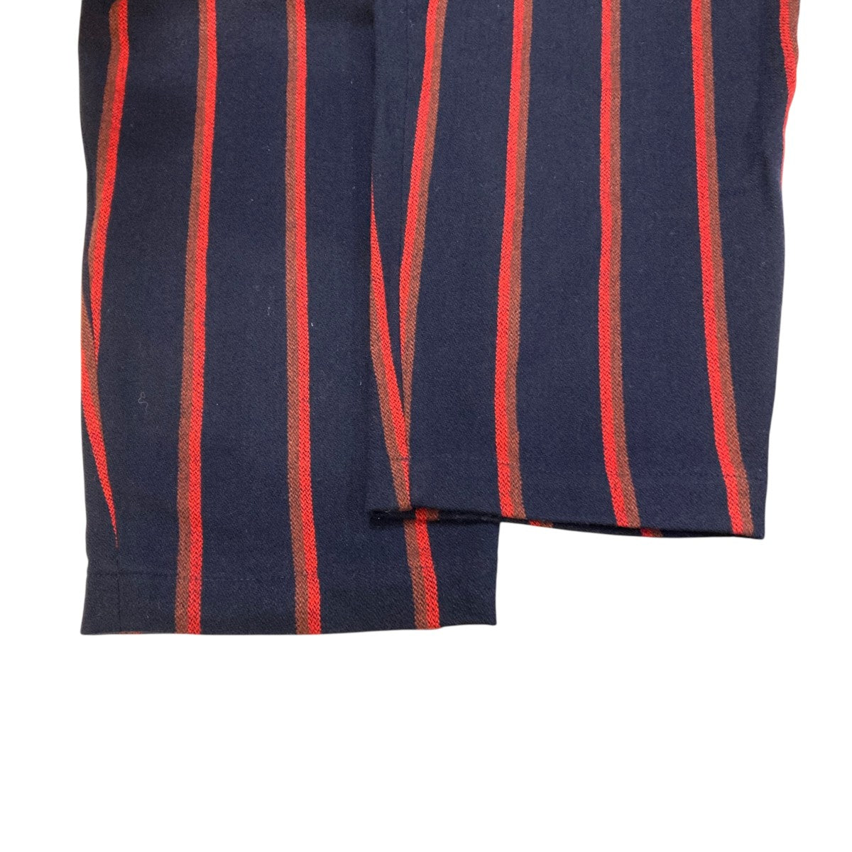 NAVY STRIPED WOOL 2TUCK DRAWSTRING TROUTHER + EDGE DETAILストライプストライプパンツ
